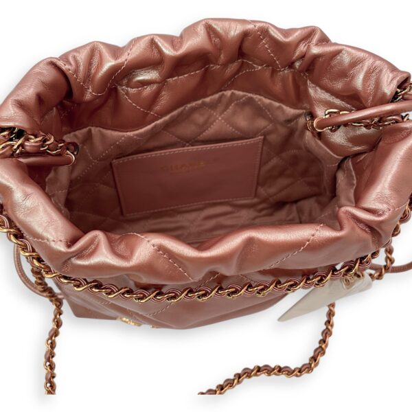 22 Tote 20 Pink Crossbody Bag in Metallic, Rose Gold hardware - Image 7