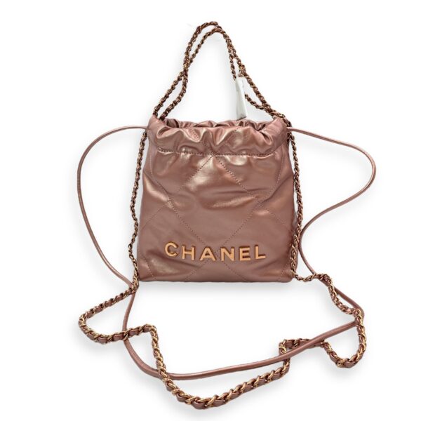 22 Tote 20 Pink Crossbody Bag in Metallic, Rose Gold hardware - Image 8