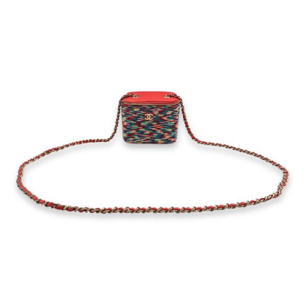 21P Vanity case with multi colour embroidered Red Clutch in Lambskin, Gold hardware - Image 4