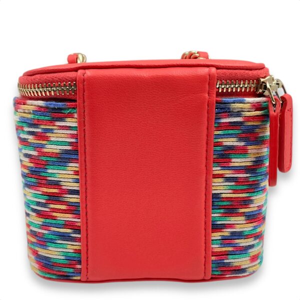 21P Vanity case with multi colour embroidered Red Clutch in Lambskin, Gold hardware - Image 3
