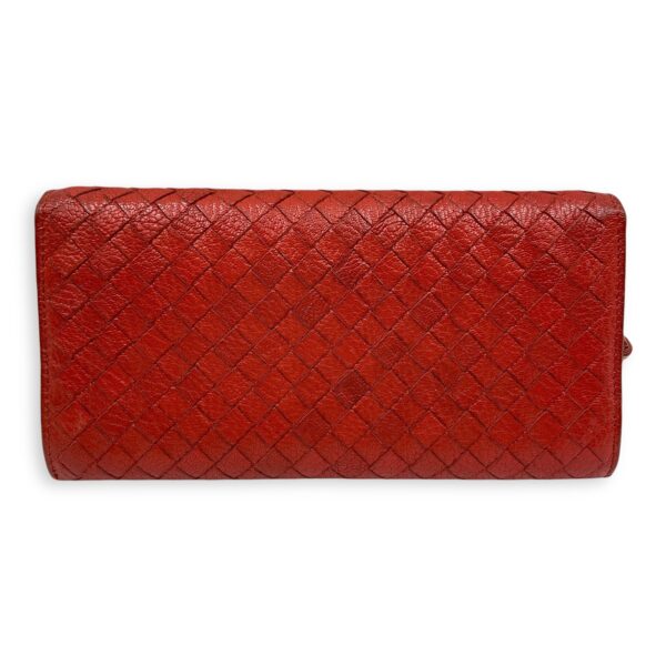 Intrecciato Long Orange Wallet in Nappa Leather, Silver hardware - Image 3