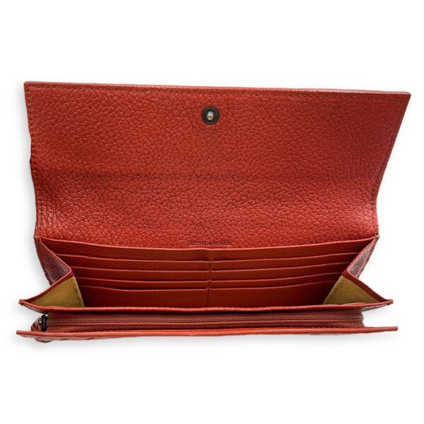 Intrecciato Long Orange Wallet in Nappa Leather, Silver hardware - Image 7