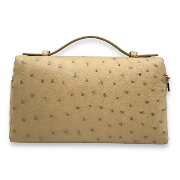 Extra Pocket 19 Beige Top Handle Bag in Ostrich, Gold hardware - Image 3