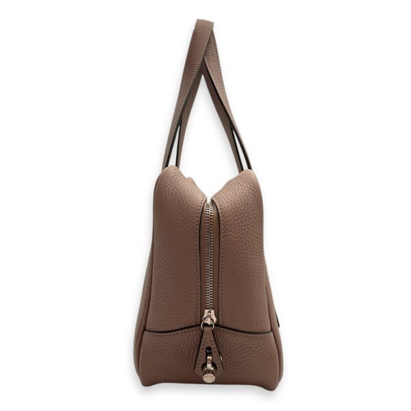 Paris Beige Top Handle Bag in Calfskin, Silver hardware - Image 5