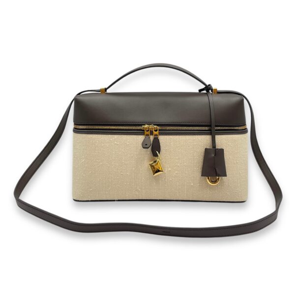 Extra Pocket 27 Silk Milk Amber-Dark Chocolate Shoulder Bag in Silk, Gold hardware - Image 13