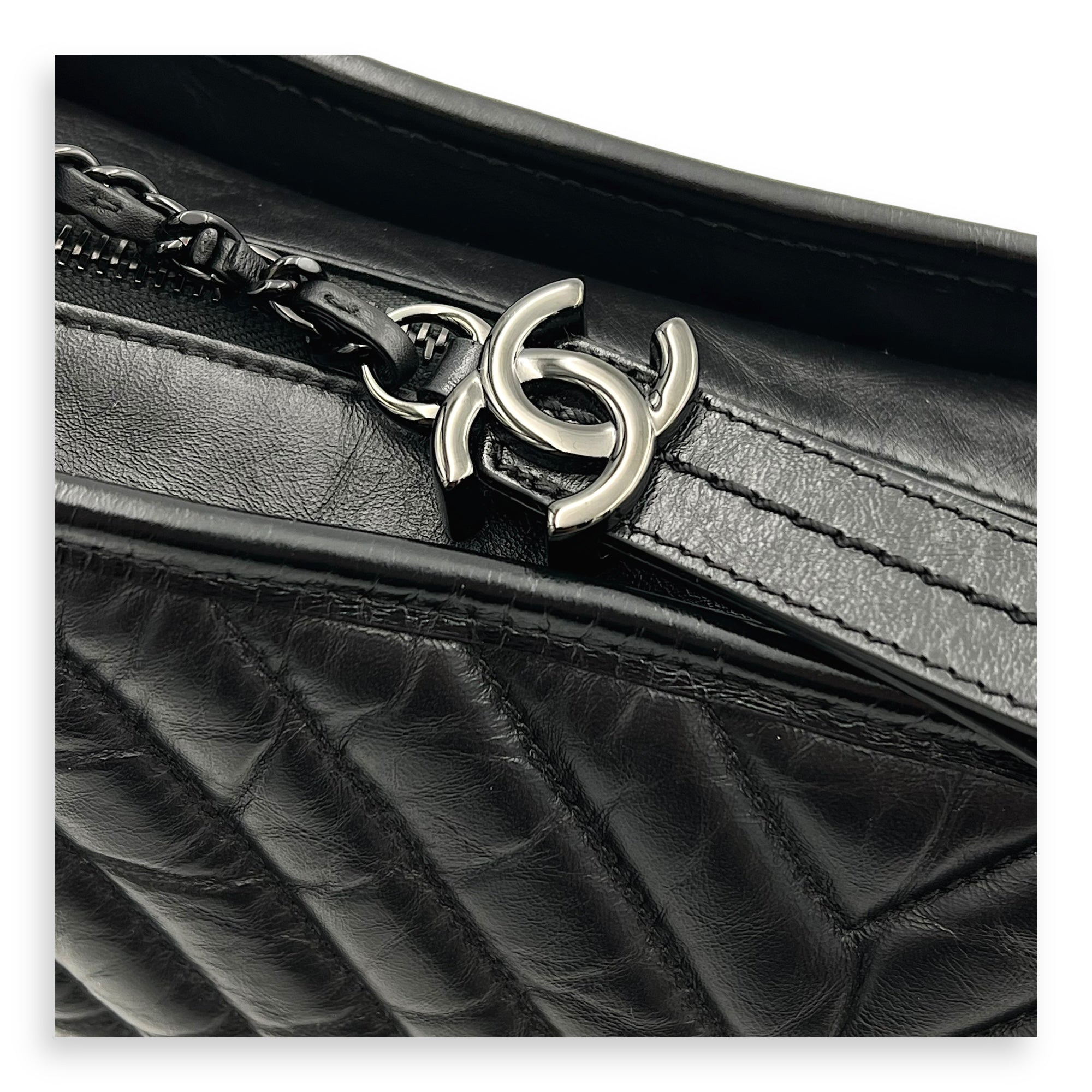 Gabrielle Large Black Shoulder Bag in Calfskin, So Black hardware - Image 10