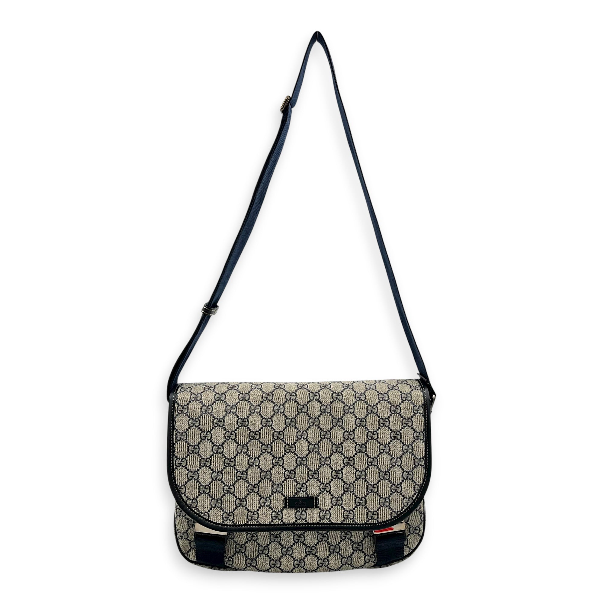 Guccissima Messenger Blue in Coated Canvas, Silver hardware - Image 11