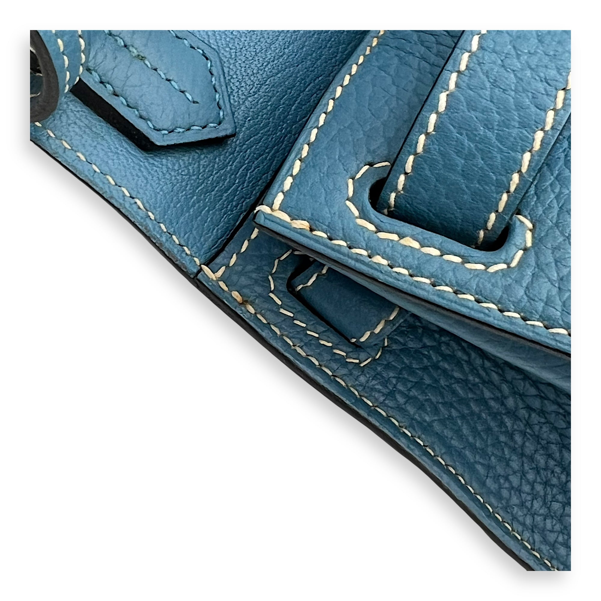 Jypsiere 28 Blue Shoulder Bag in Clemence, Palladium hardware - Image 11