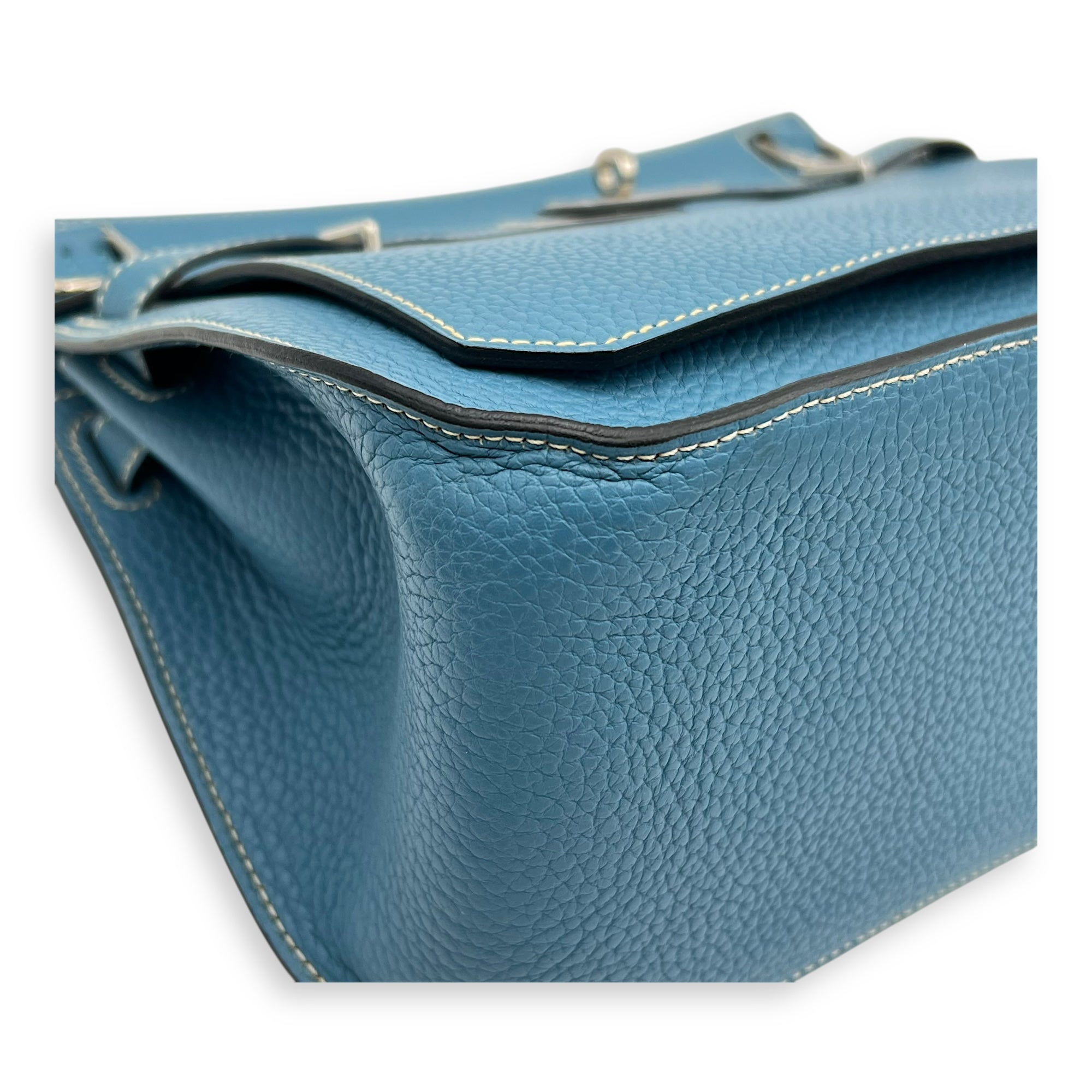 Jypsiere 28 Blue Shoulder Bag in Clemence, Palladium hardware - Image 7