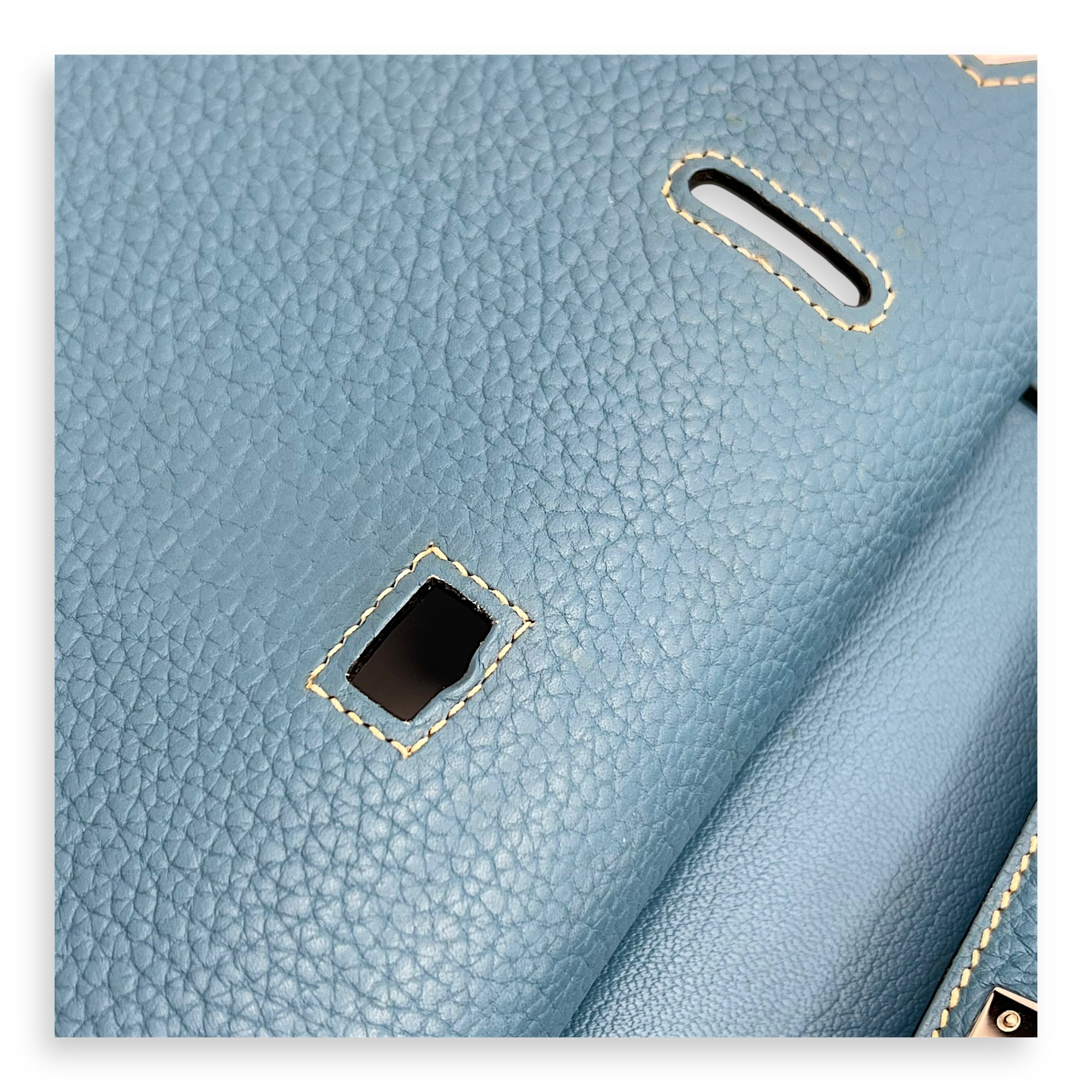 Jypsiere 28 Blue Shoulder Bag in Clemence, Palladium hardware - Image 10