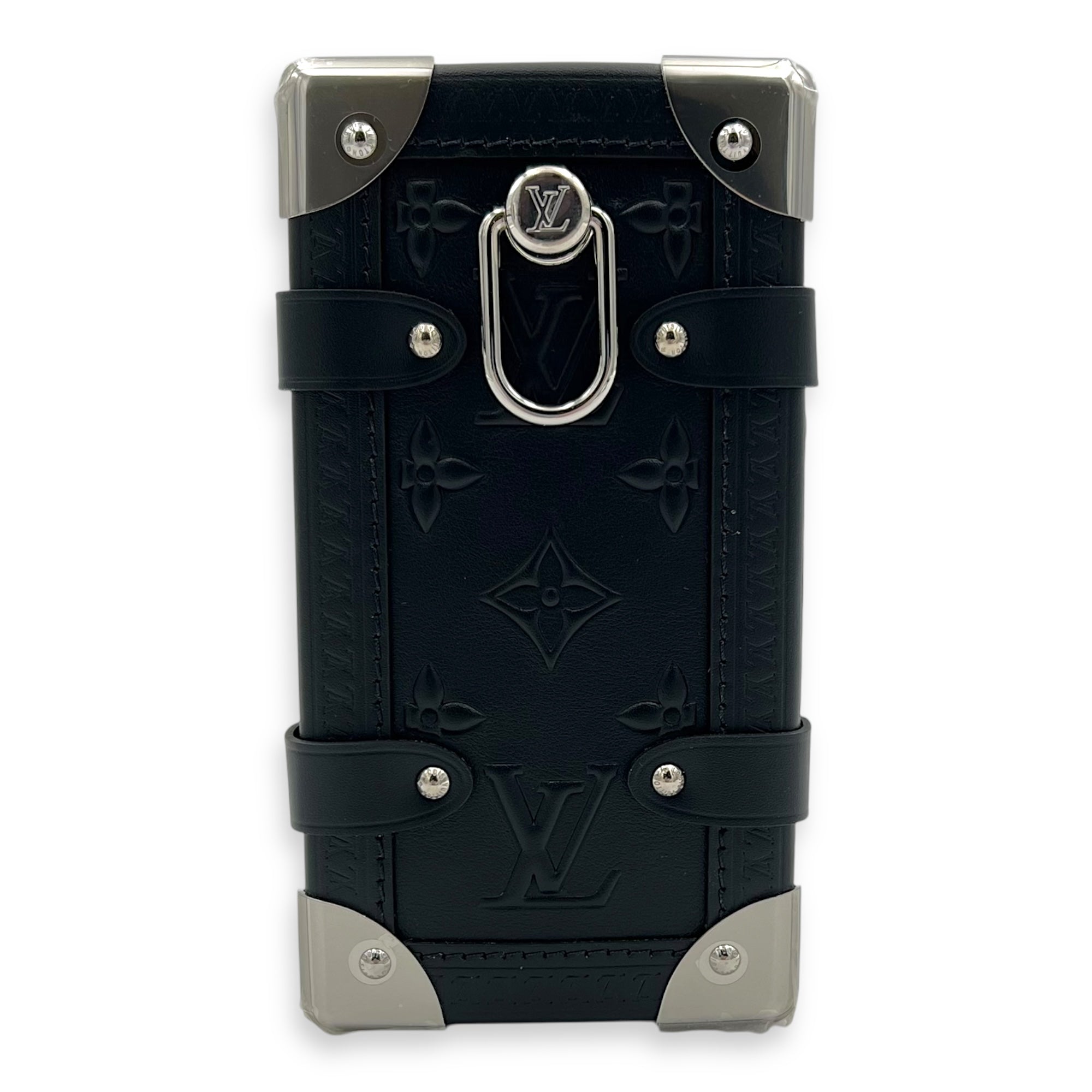 Side Trunk Black Crossbody Bag in Calfskin, Silver hardware - Image 5