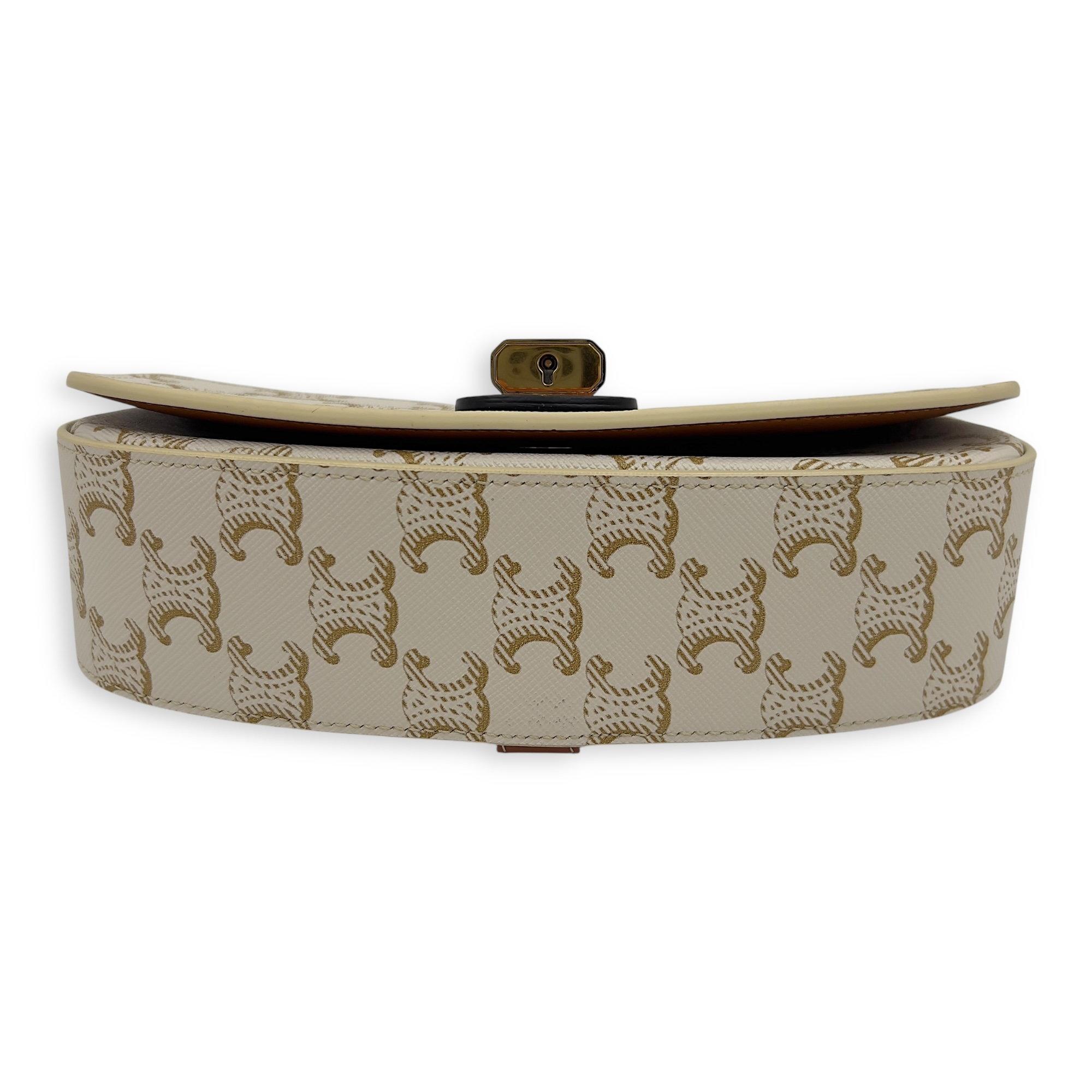 Tabou Shoulder Bag White in Coated Canvas, Gold hardware - Image 6