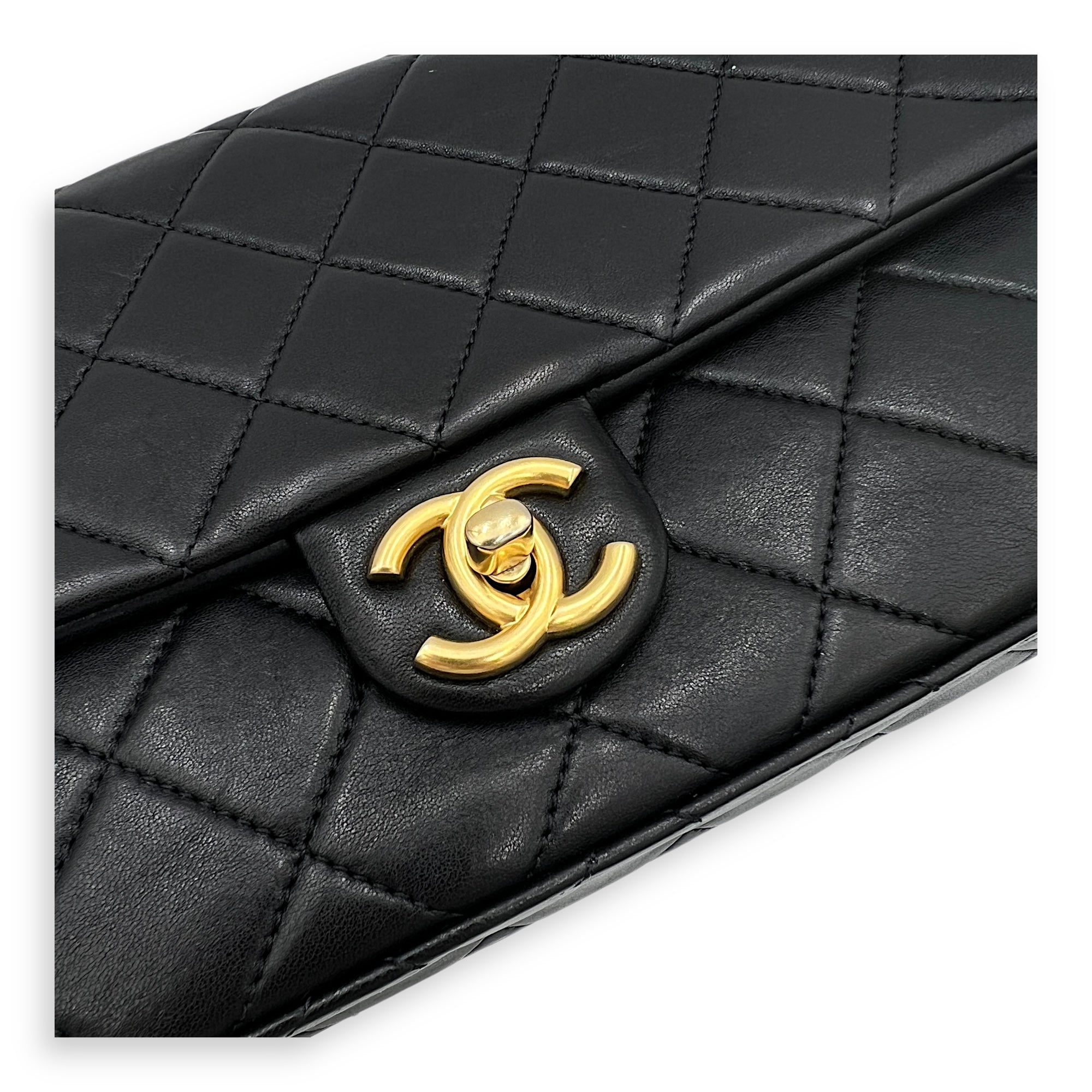 23P Seasonal Quilted Flap Shoulder Bag Black in Calfskin, Gold hardware - Image 7