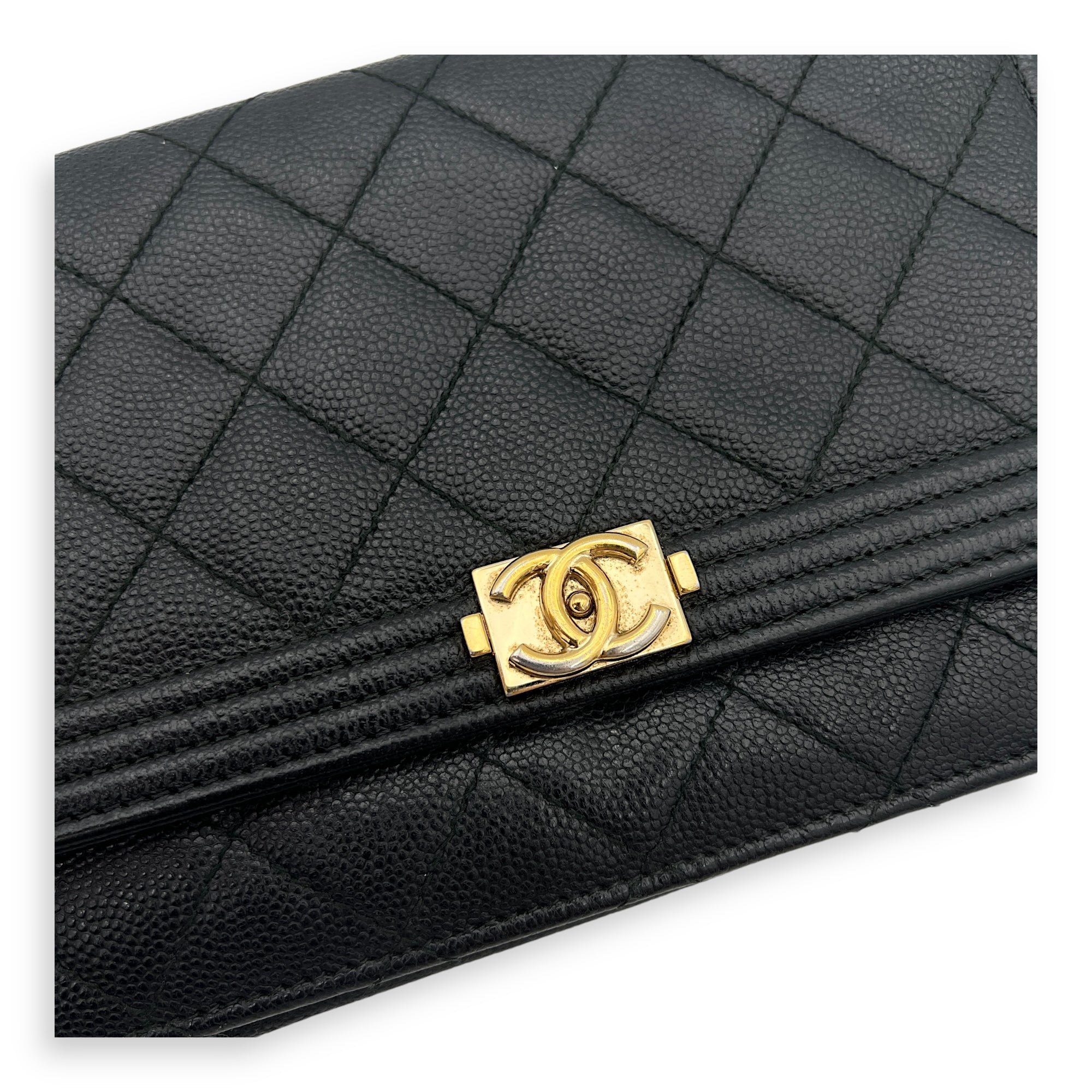 Boy Wallet On Chain Black in Caviar Leather, Gold hardware - Image 10
