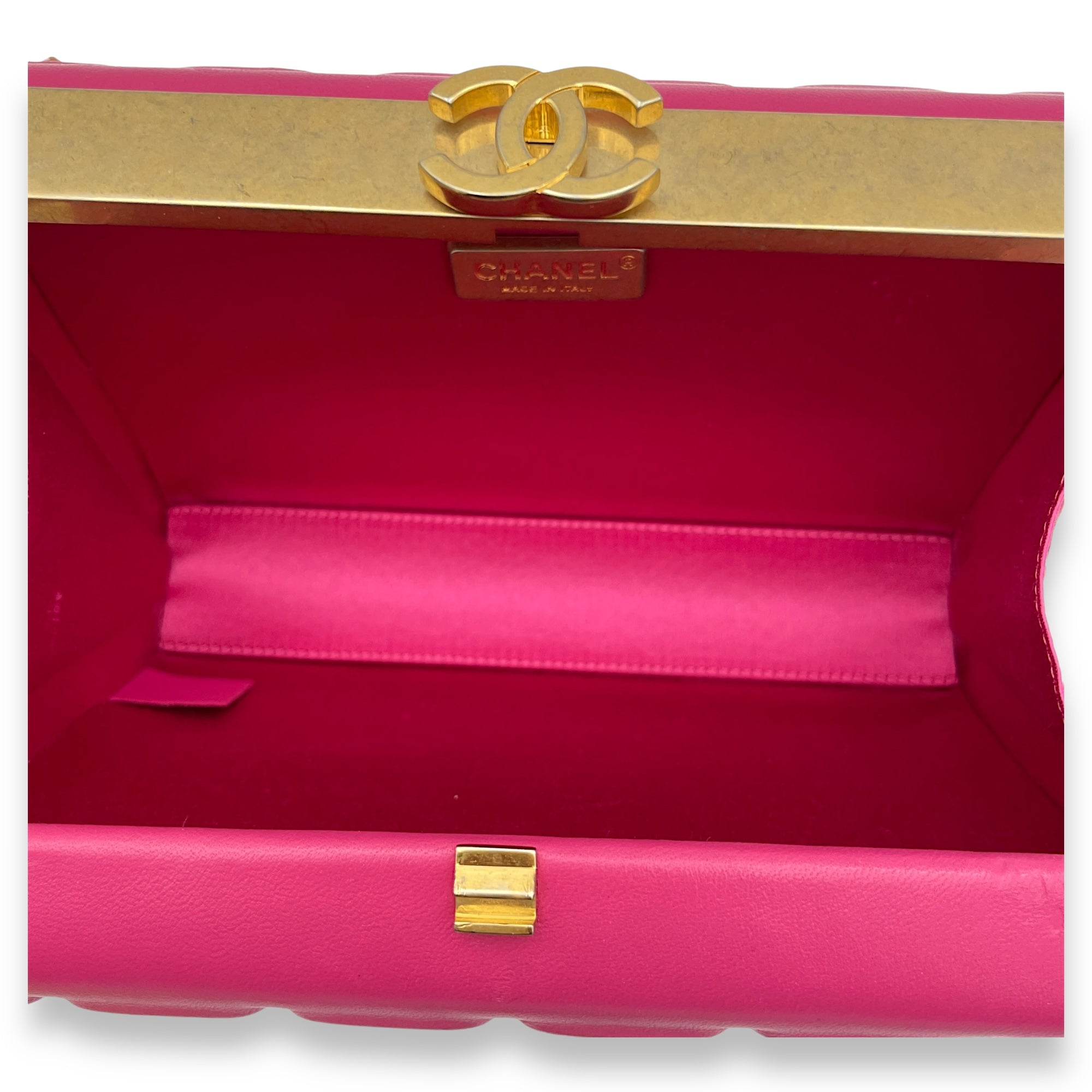 Choco Bar Pink Vanity Bag in Lambskin, Gold hardware - Image 13