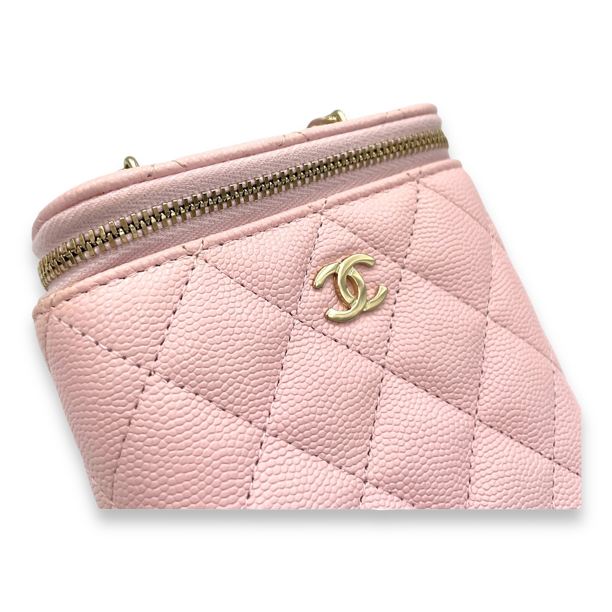 Classic Pink Vanity Bag in Caviar Leather, Gold hardware - Image 10