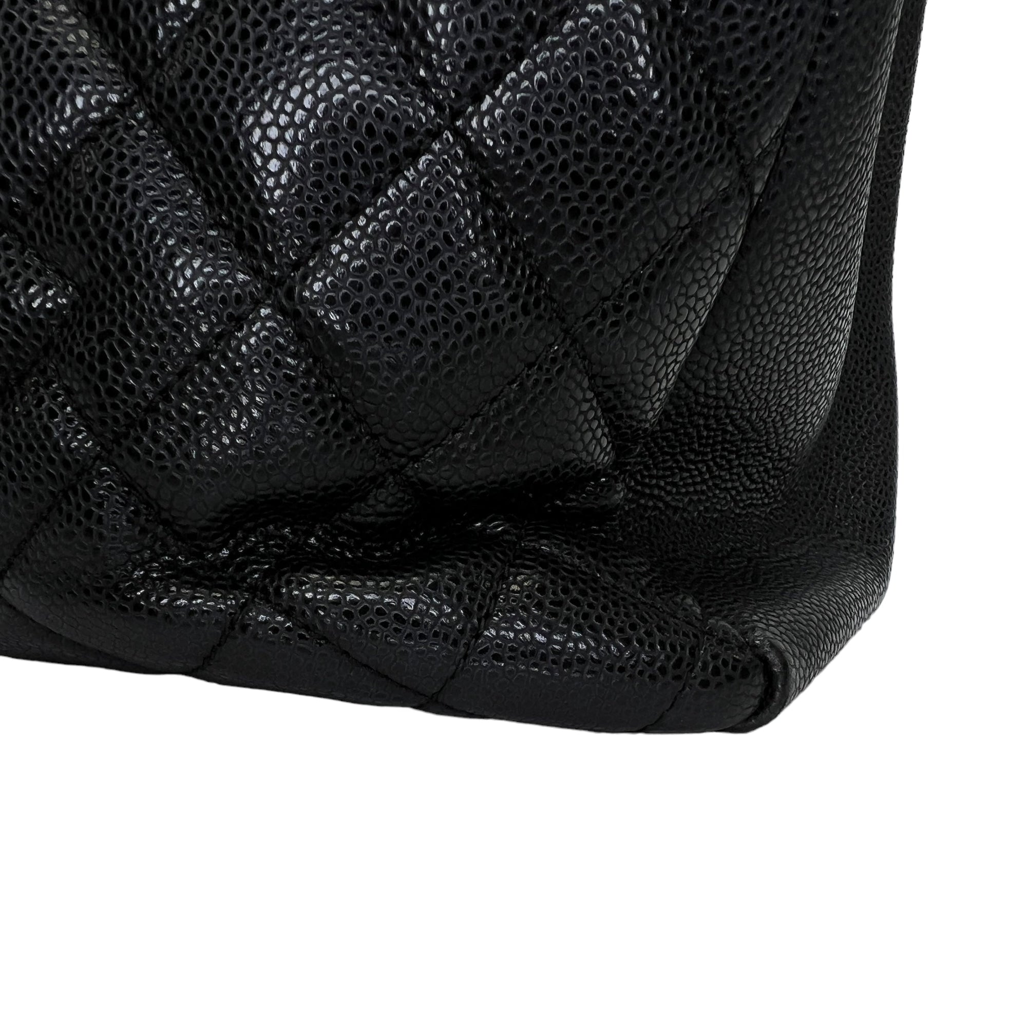 GST Black Tote Bag in Caviar Leather, Silver hardware - Image 8