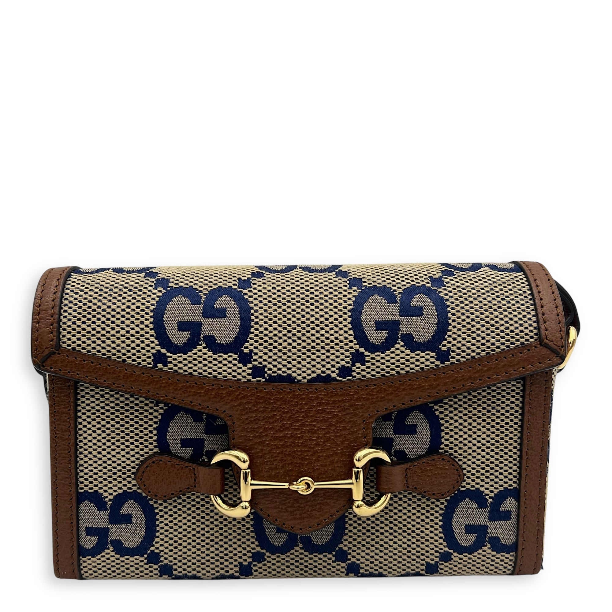 Limited Edition Horsebit 1955 Brown Crossbody Bag in Canvas, Gold hardware