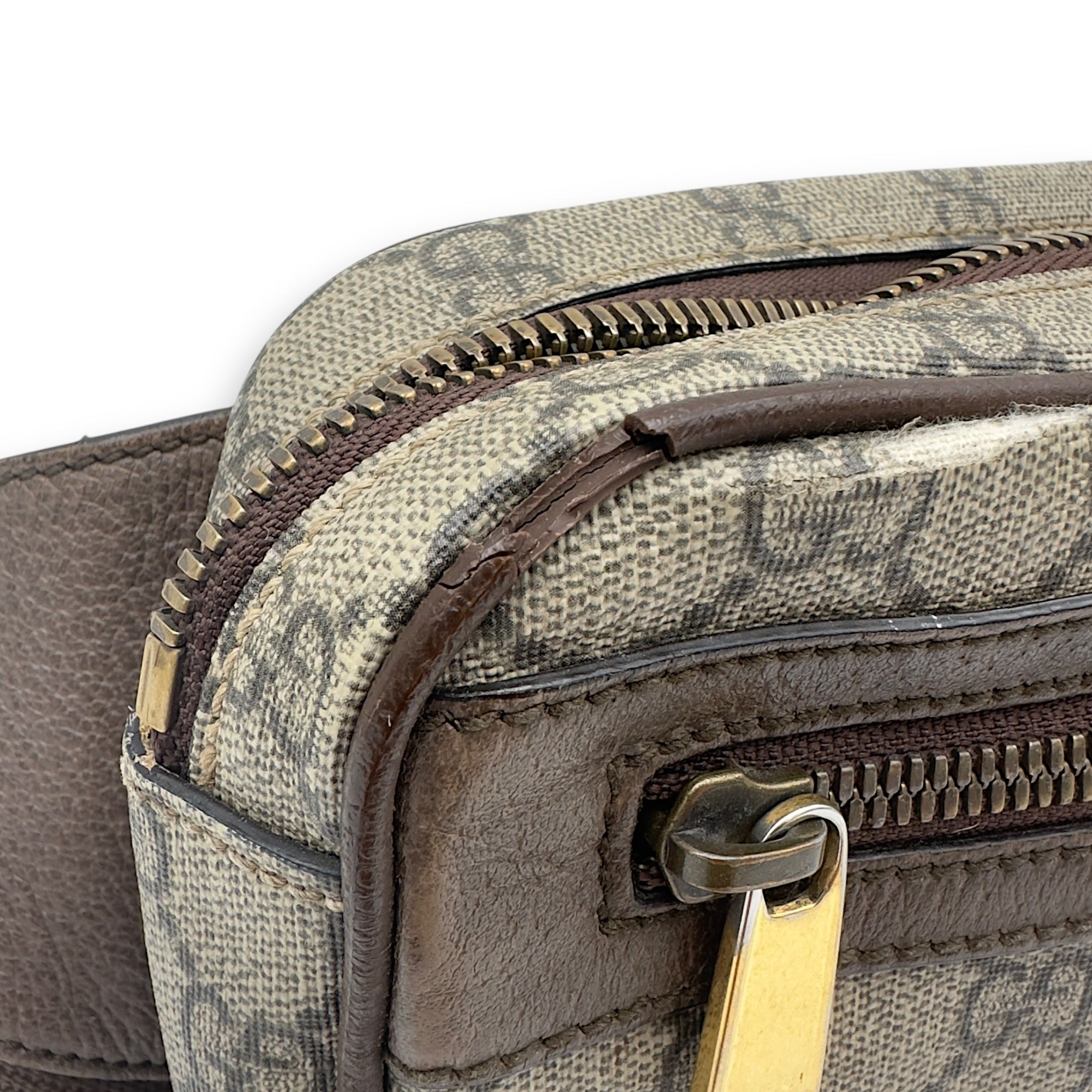 Ophidia Crossbody Bag Brown in Coated Canvas, Gold hardware - Image 12