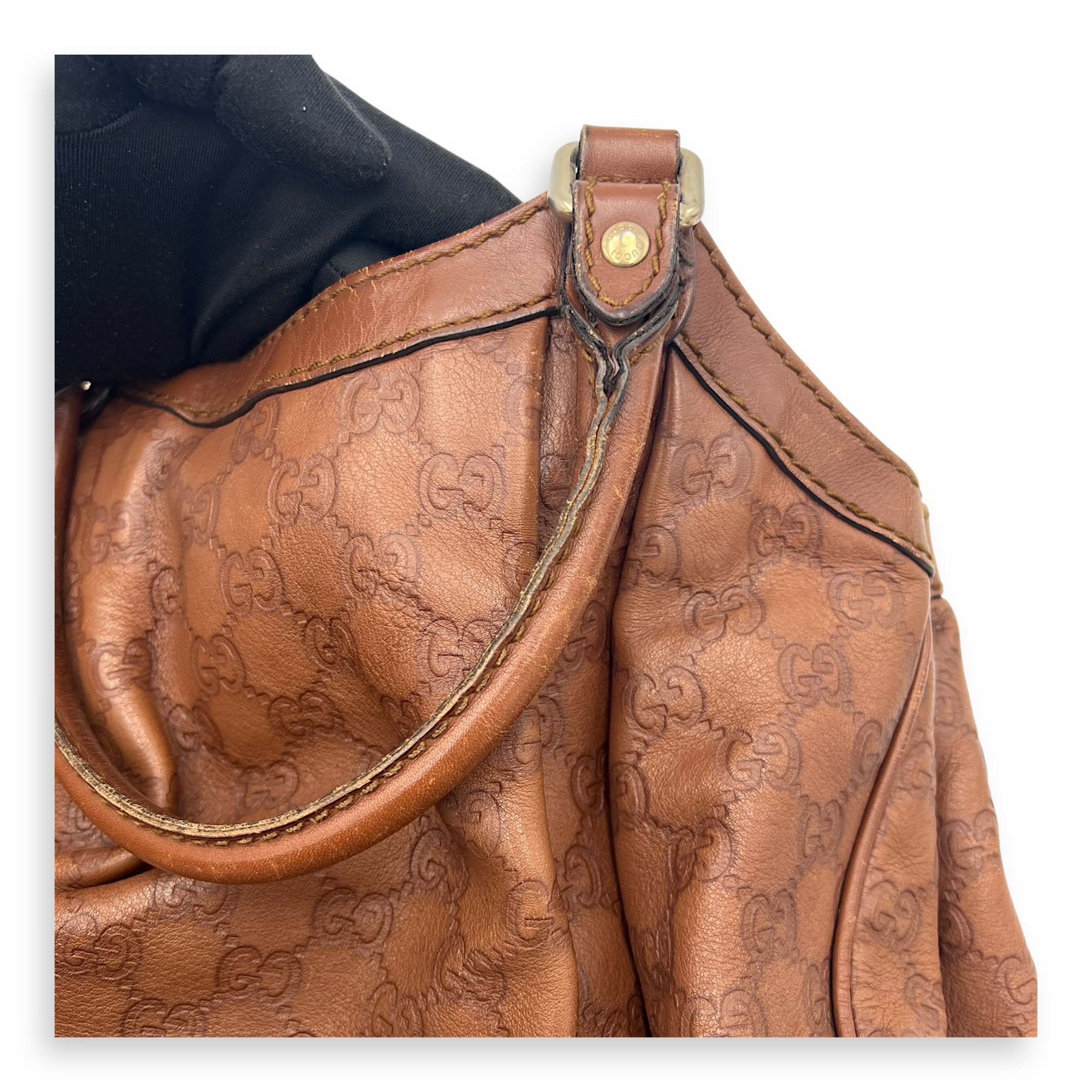 Shukey Shoulder Bag Brown in Calfskin, Gold hardware - Image 18