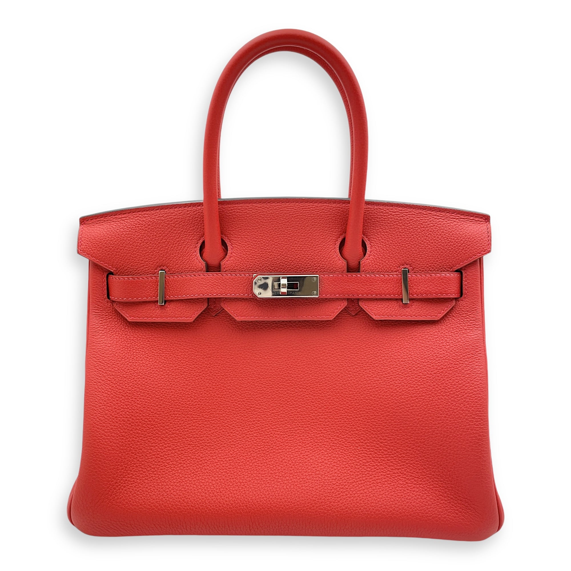 Birkin 30 Geranium in Togo, Silver hardware