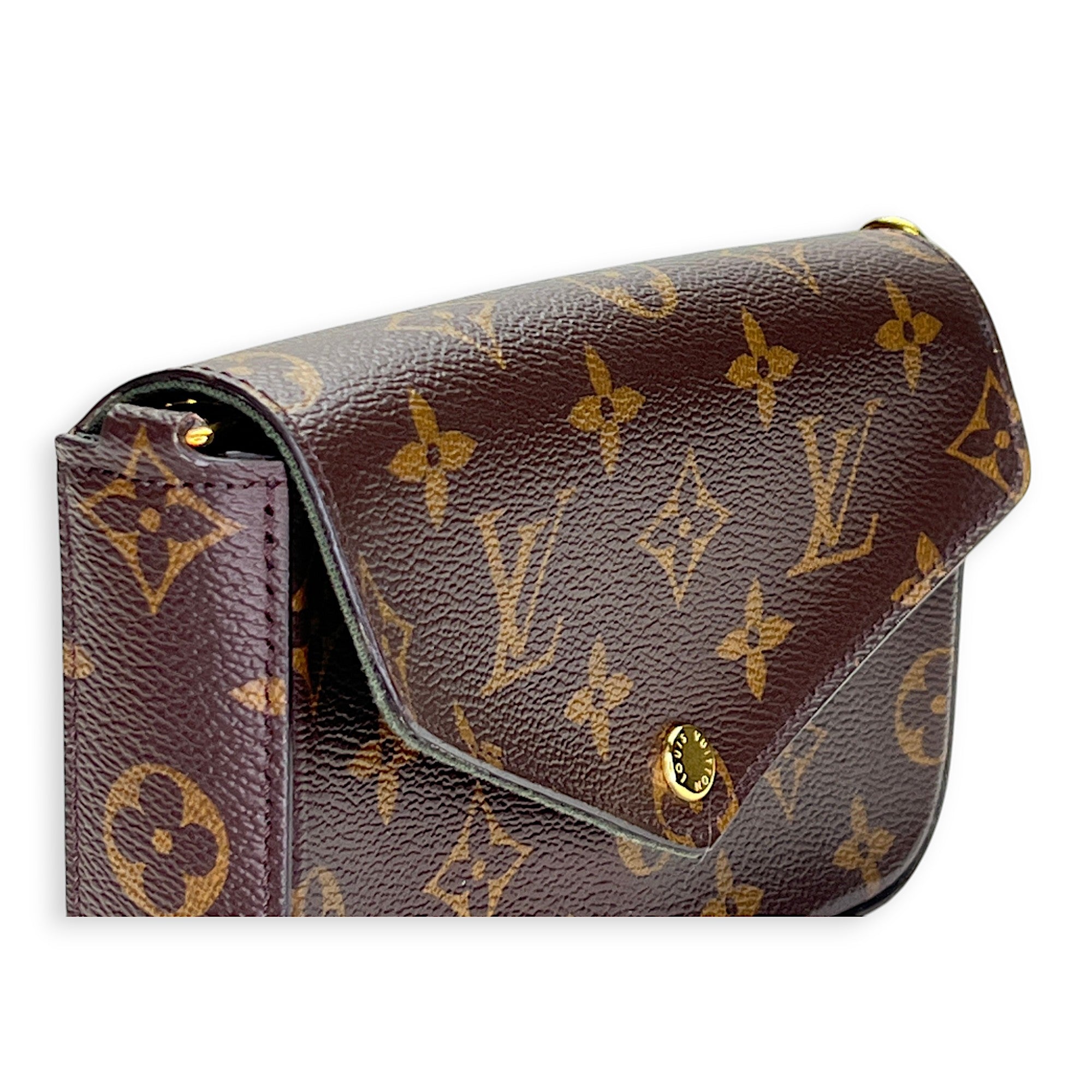 Felicie Strap and Go Brown Crossbody Bag in Monogram Coated Canvas, Gold hardware - Image 12