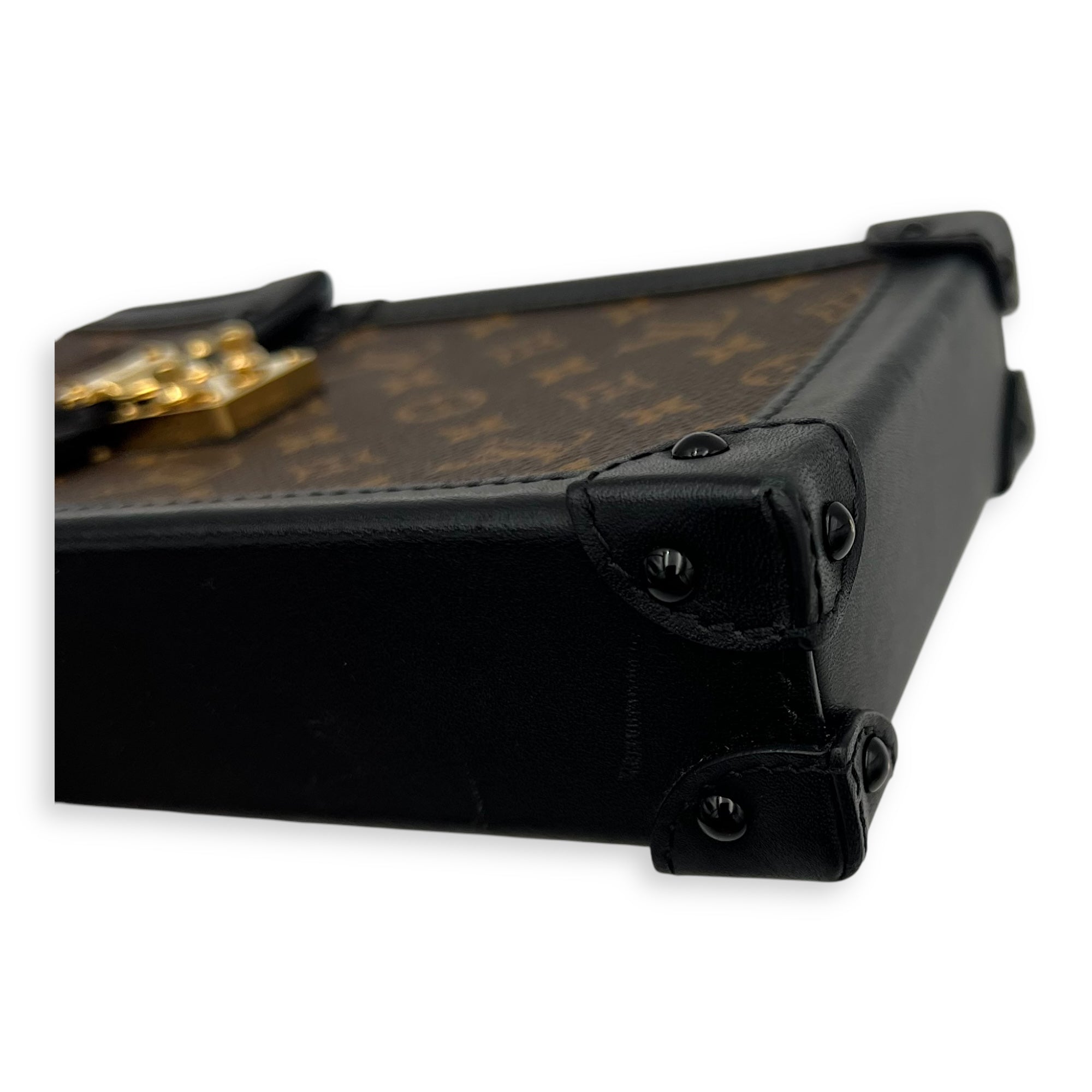 Trunk Vertical Brown Crossbody Bag in Monogram Coated Canvas, Gold hardware - Image 12