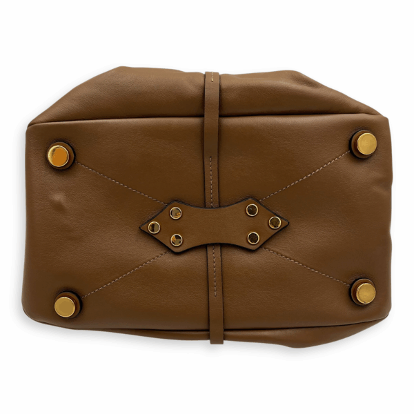Studs Bucket Bag Brown in Nappa Leather, Gold hardware - Image 6