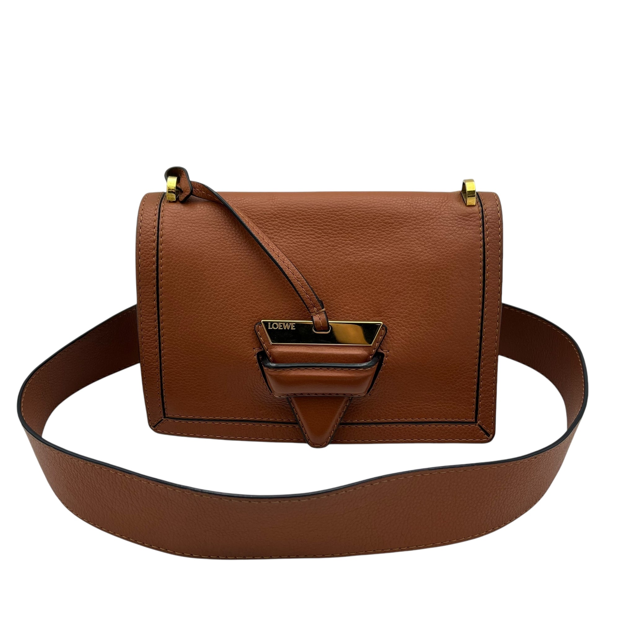 Barcelona Crossbody Bag Brown in Calfskin, Gold hardware - Image 14