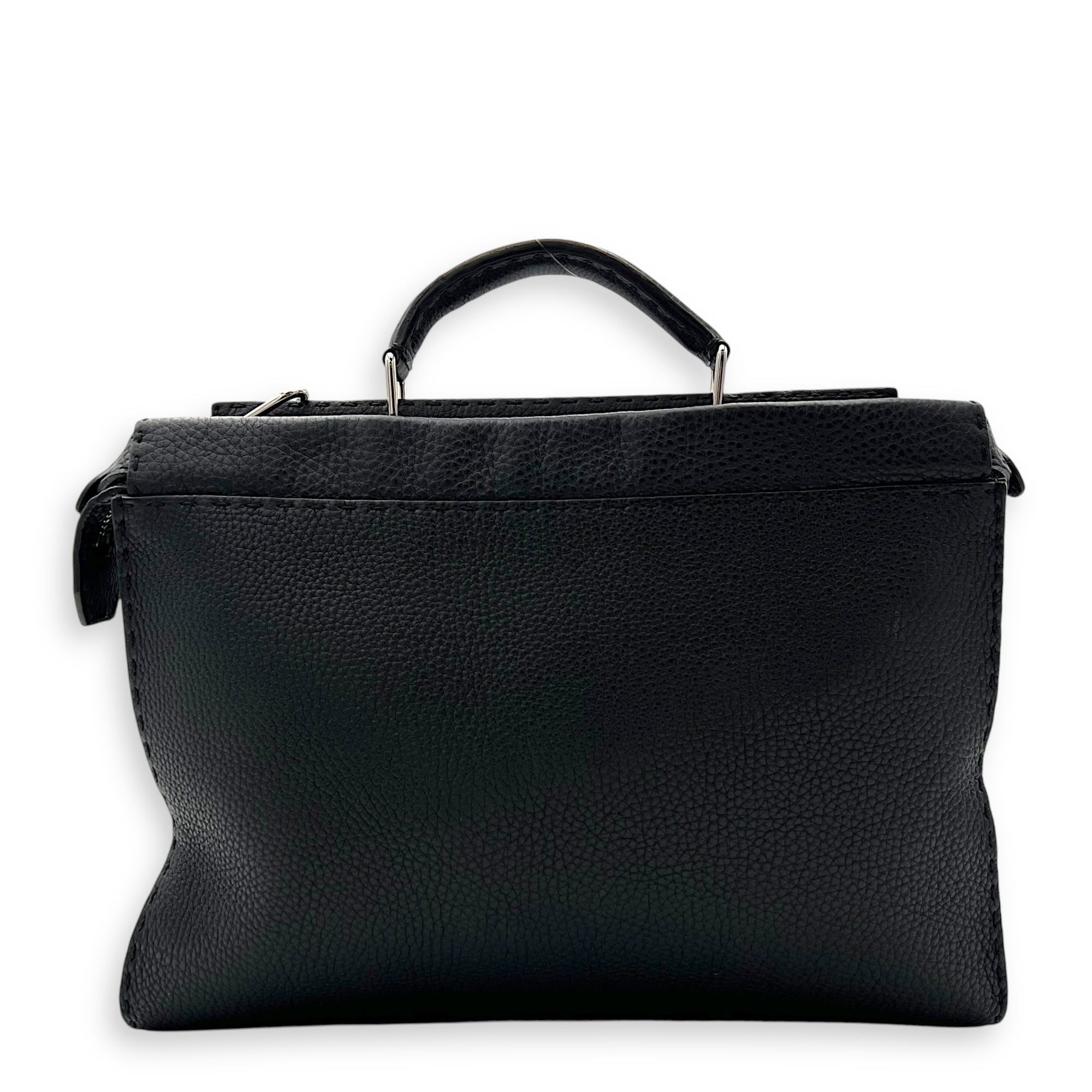 Peekaboo Top Handle Bag Black in Calfskin, Silver hardware