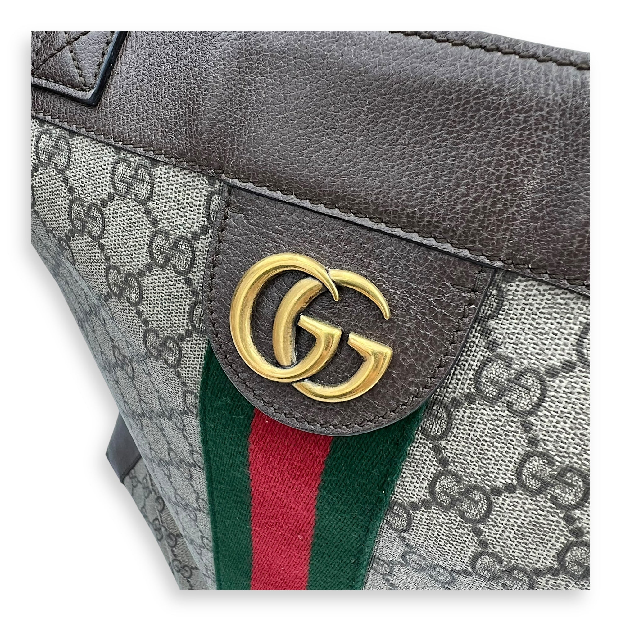 Ophidia Tote Bag Brown in Coated Canvas, Gold hardware - Image 16