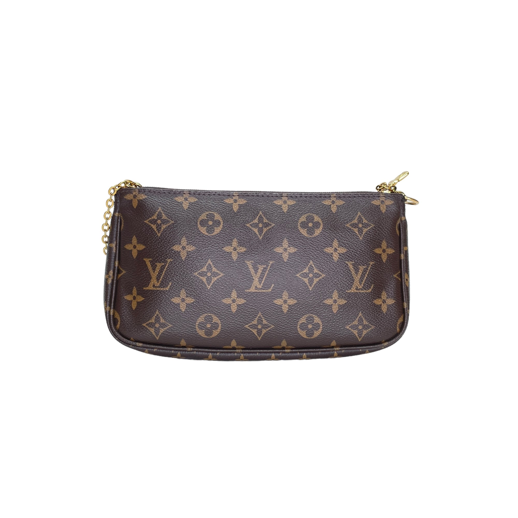 Multi-Pochette Accessoires Shoulder Bag Brown in Monogram Coated Canvas , Gold Hardware