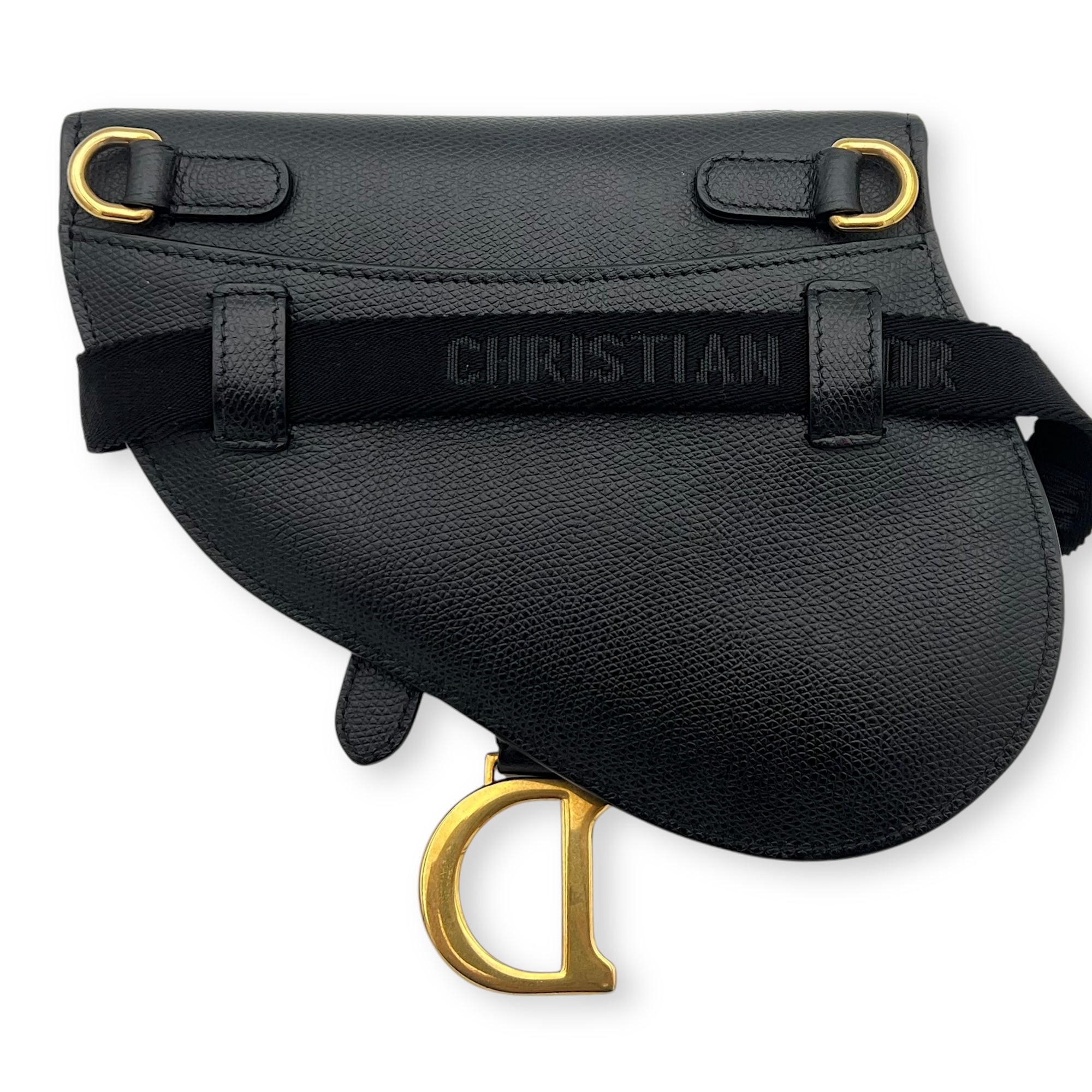 Saddle Belt Bag Black in Calfskin, Gold hardware - Image 3
