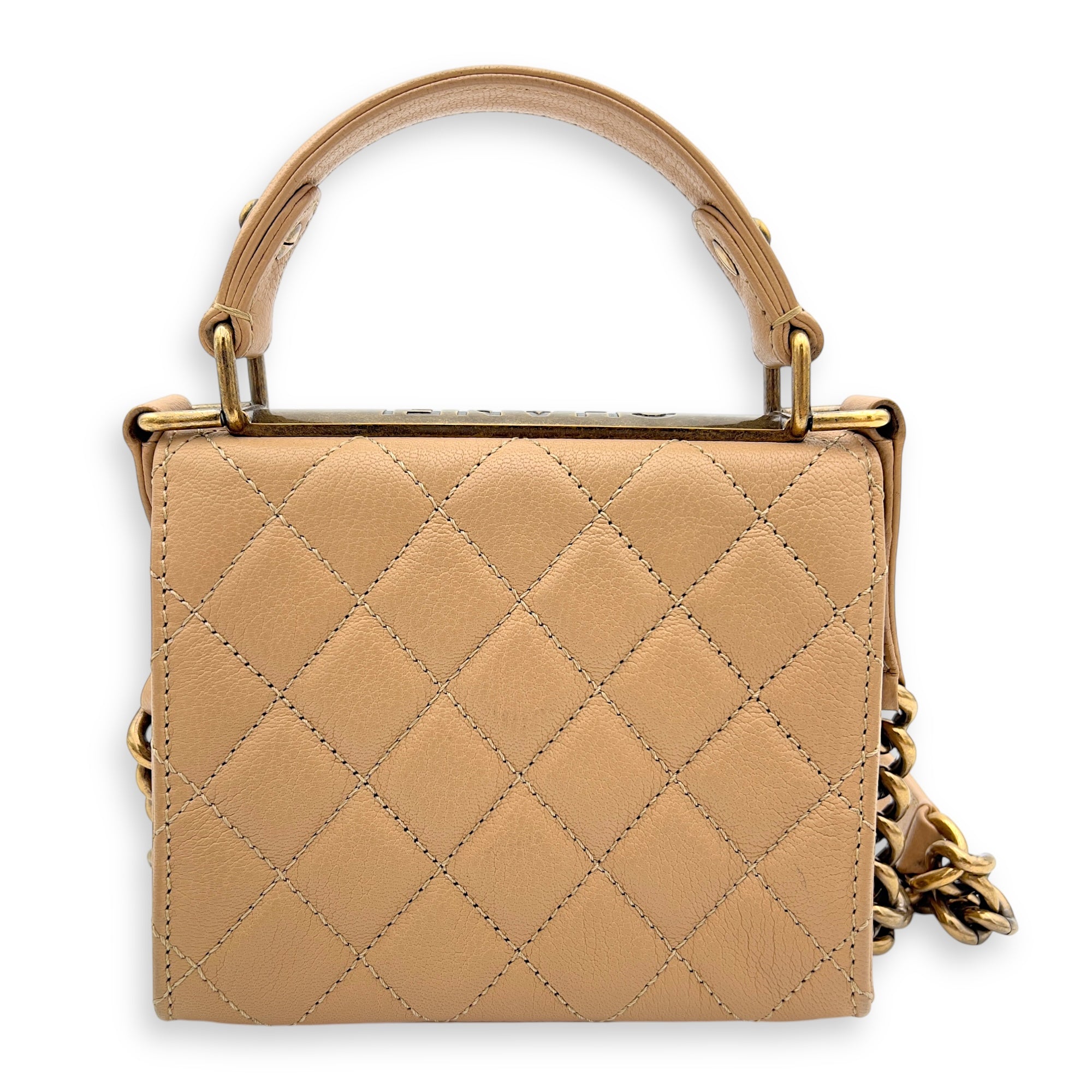 Rita Top Handle Bag Brown in Calfskin, Gold hardware - Image 3