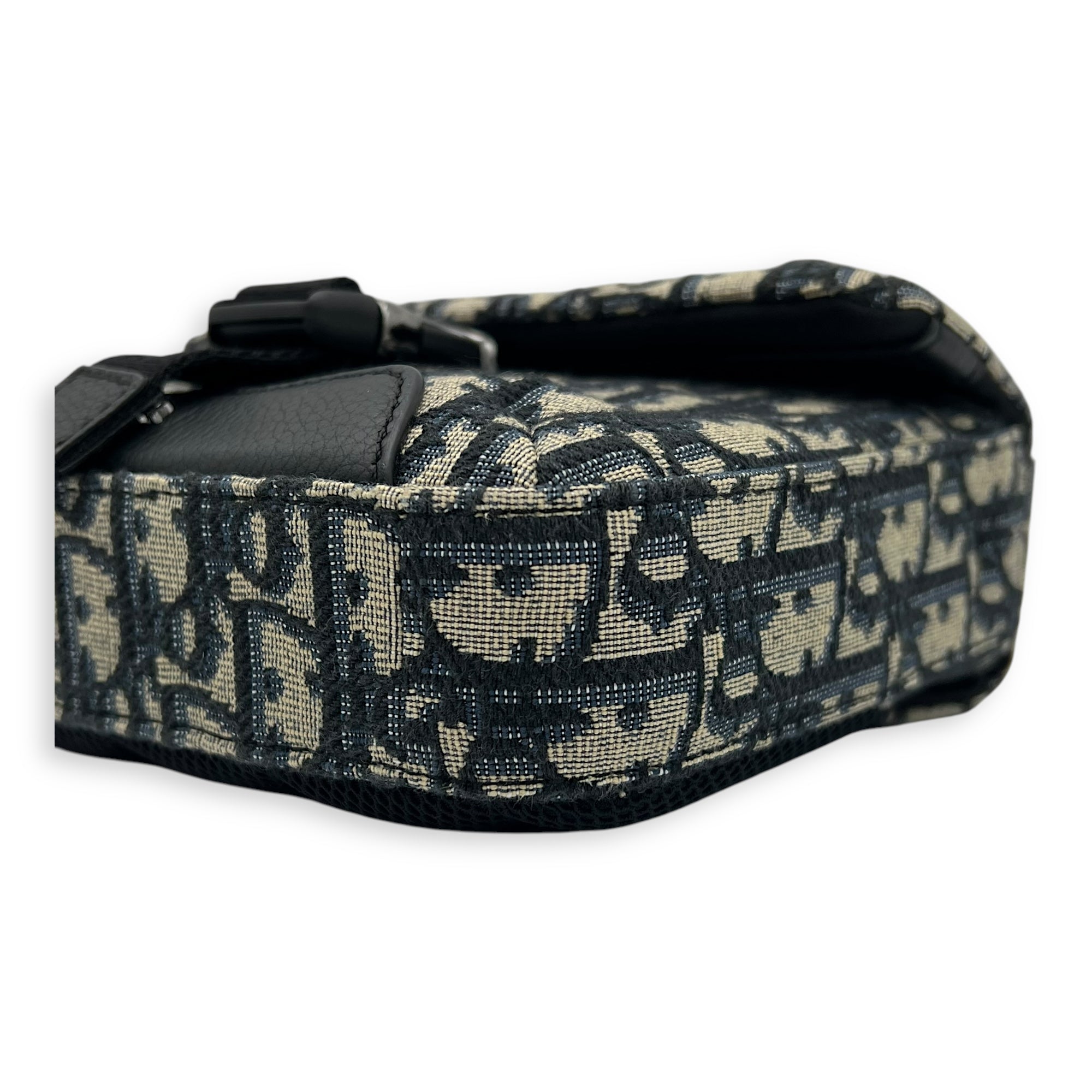 Oblique Blue Crossbody Bag in Jacquard, Silver hardware - Image 9