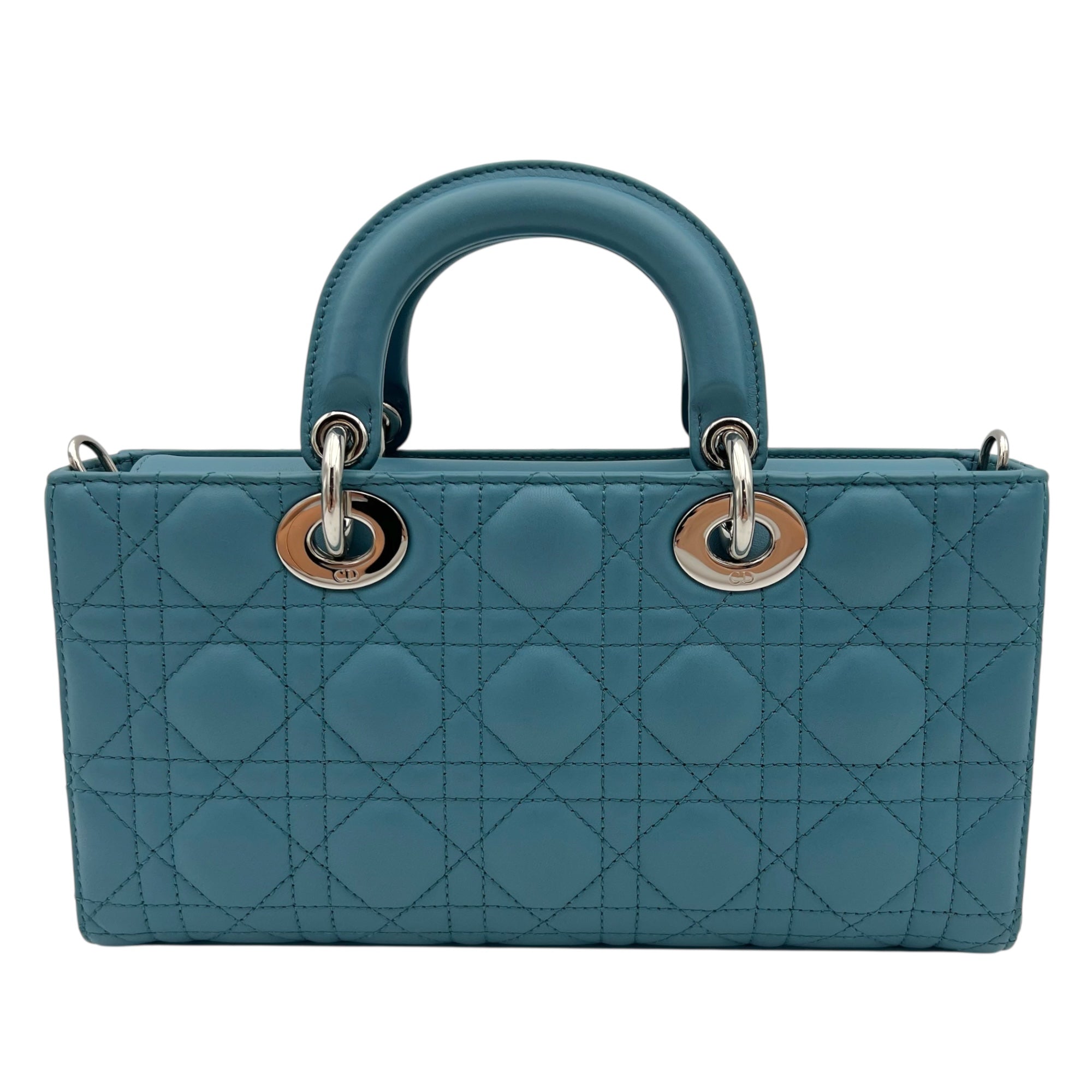 Lady D-Joy Top Handle Bag Medium Green in Lambskin, Gold hardware - Image 3