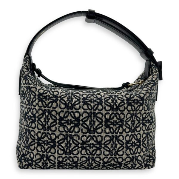 Cubi Top Handle Bag Blue in Jacquard, Gold hardware - Image 3