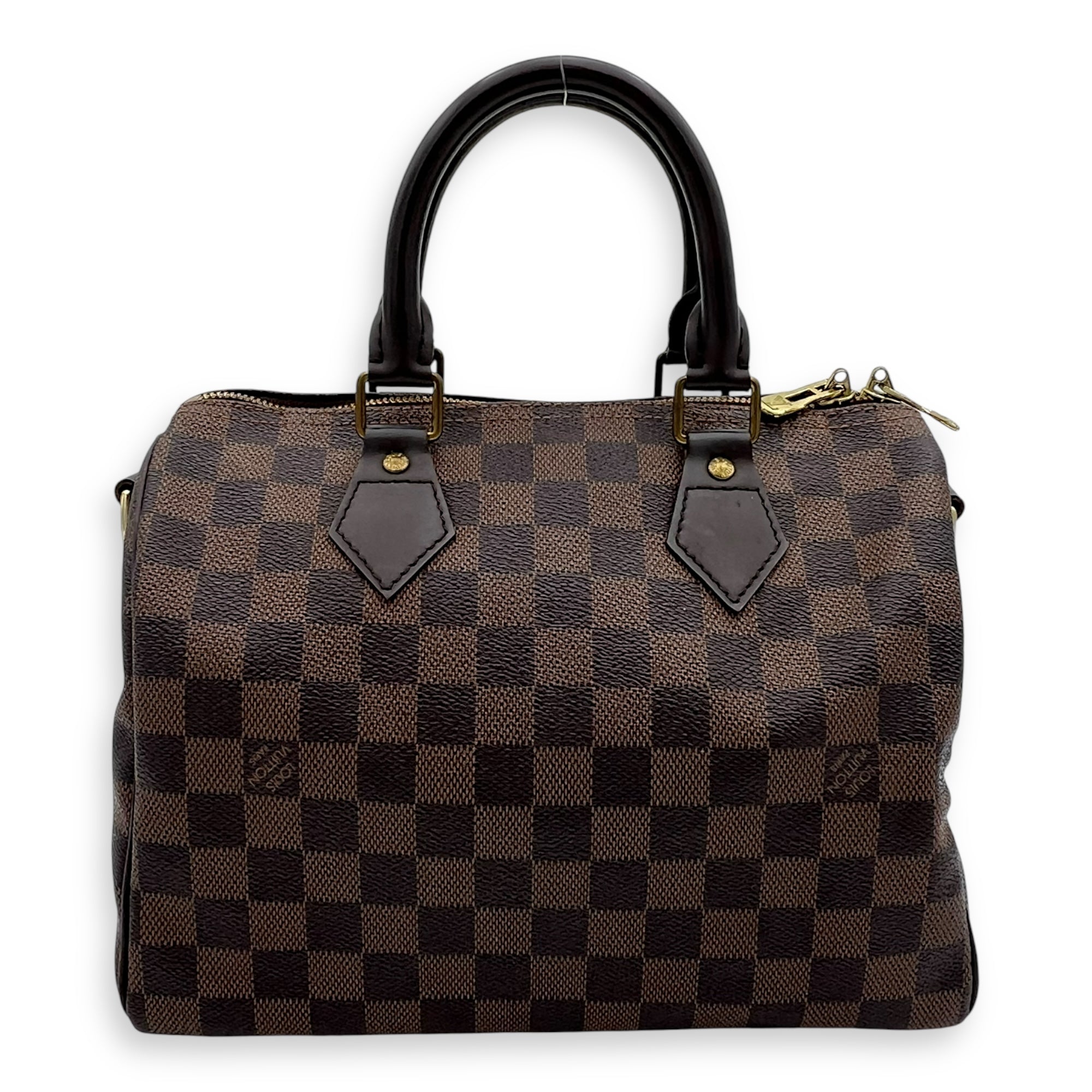 Speedy Bandouliere Top Handle Bag 25 Brown in Coated Canvas, Gold hardware - Image 3