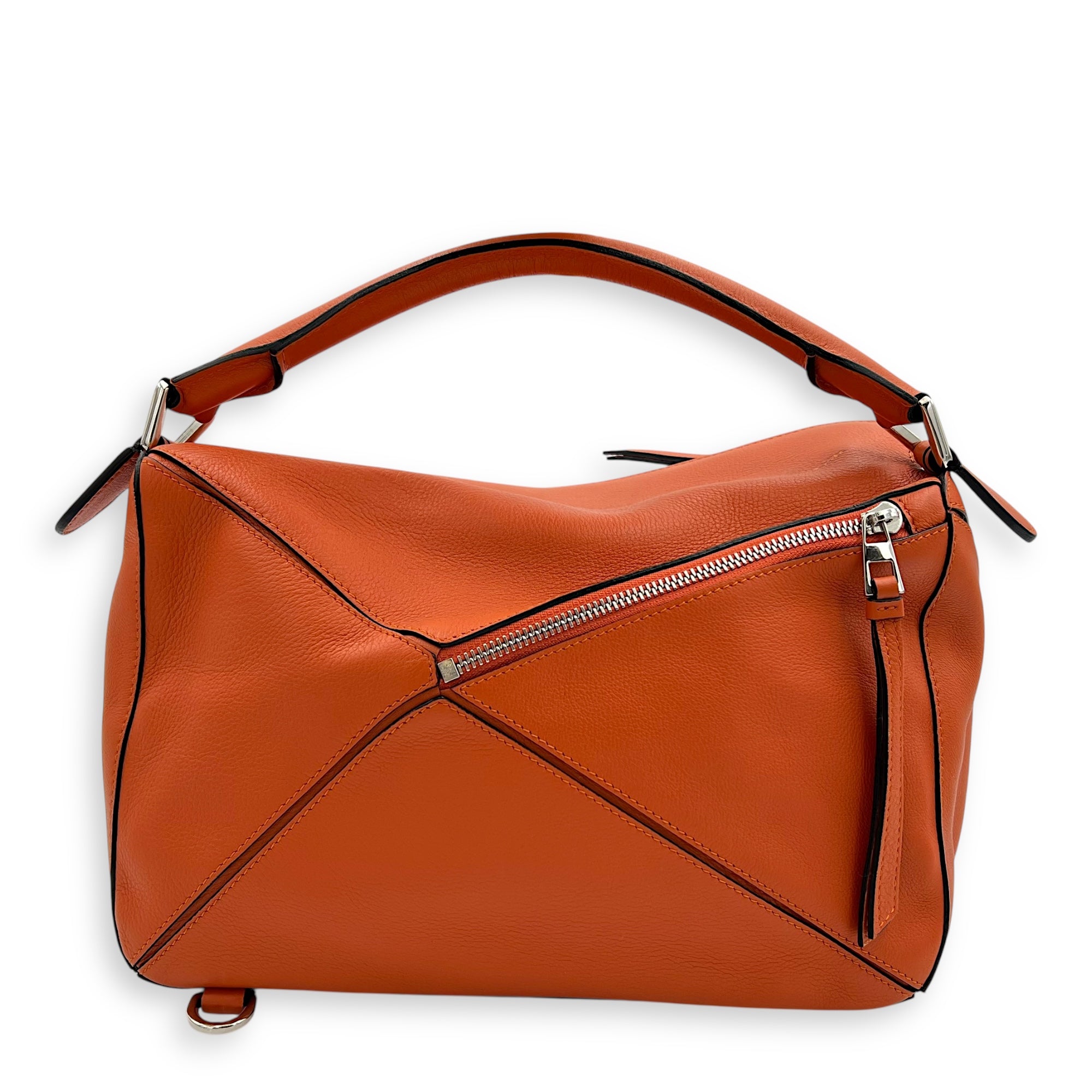 Puzzle Medium Orange Crossbody Bag in Calfskin, Silver hardware - Image 3