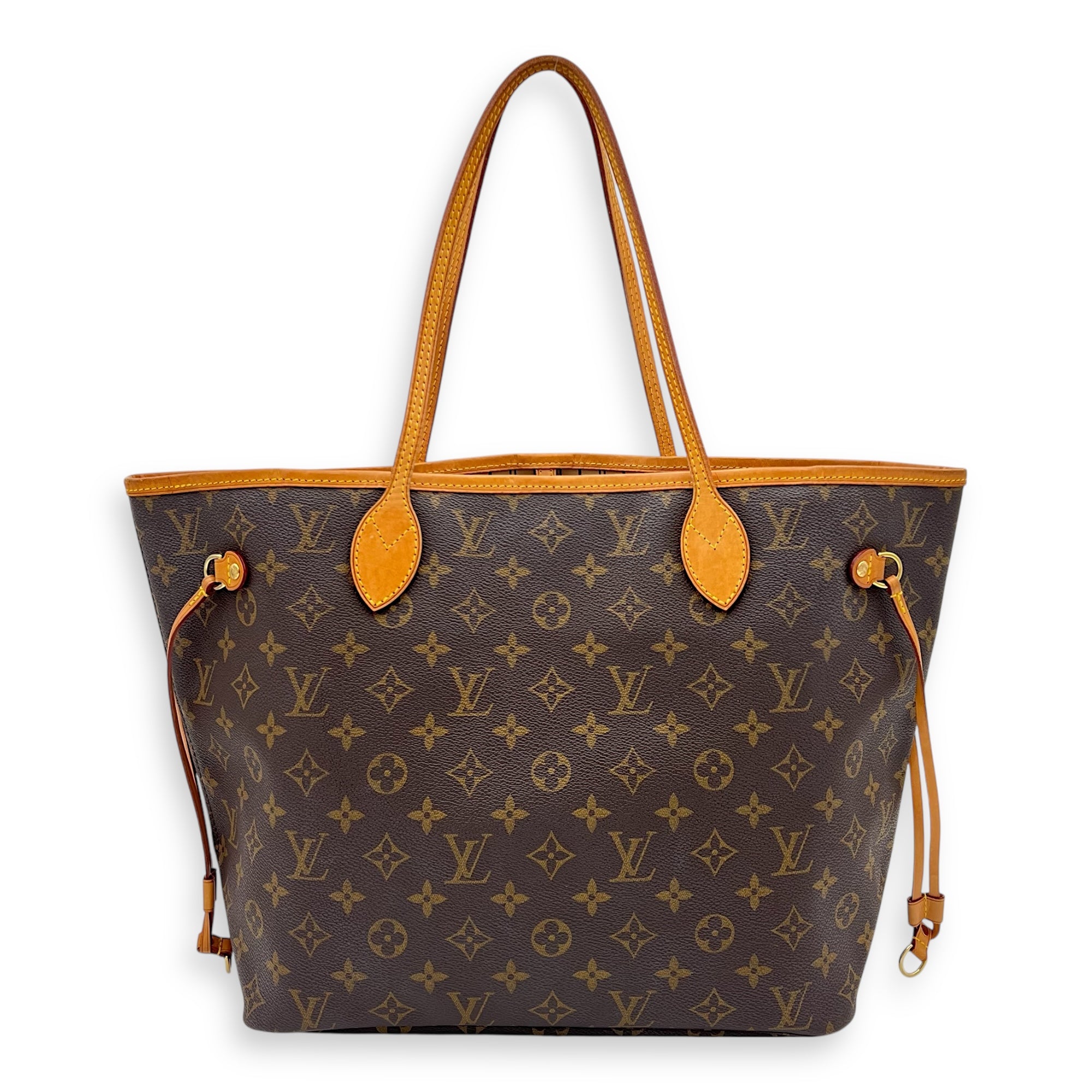 Neverfull MM Brown Tote Bag in Monogram Coated Canvas, Gold hardware - Image 3