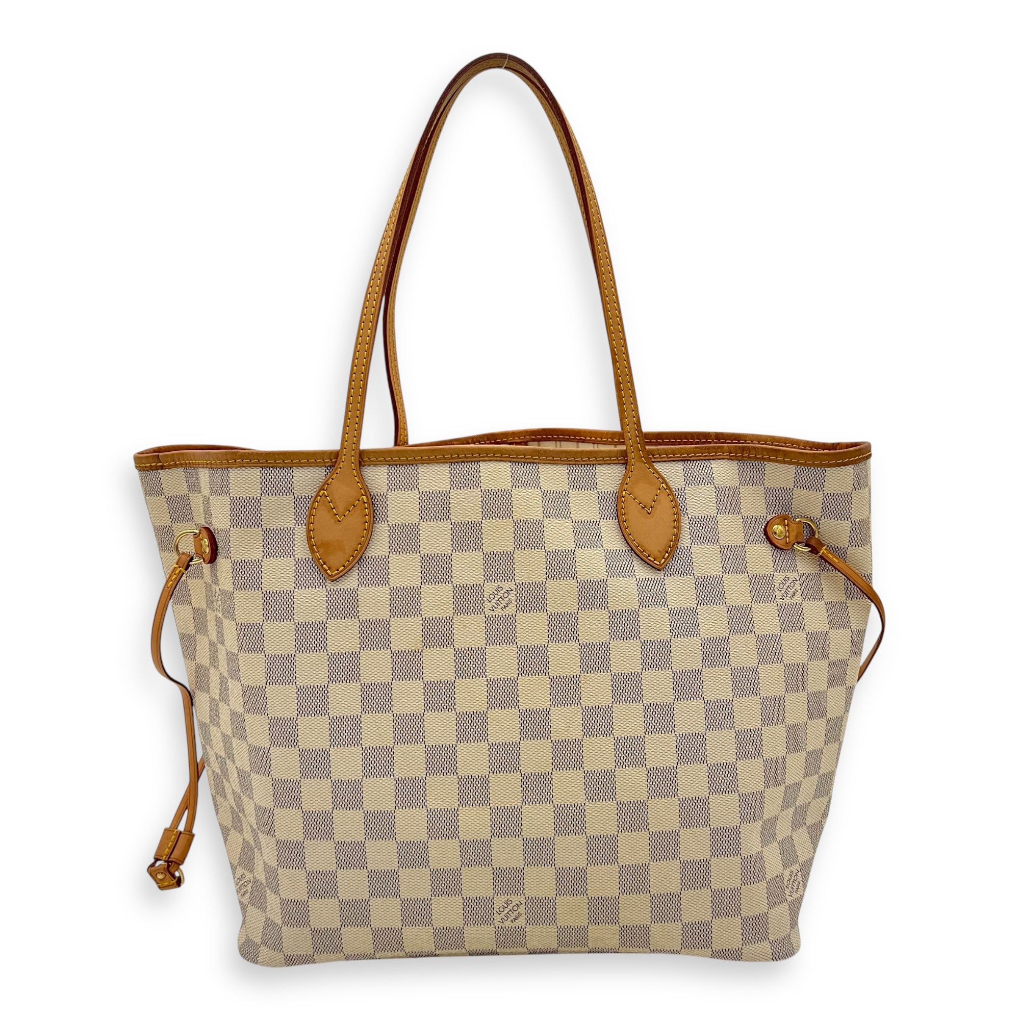 Neverfull Tote Bag White in Coated Canvas, Gold hardware