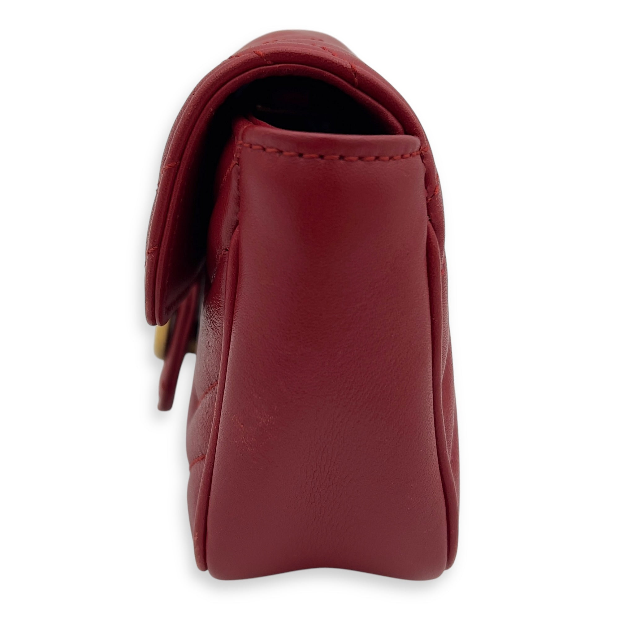 GG Marmont Super Mini Red Crossbody Bag in Calfskin, Gold hardware - Image 4