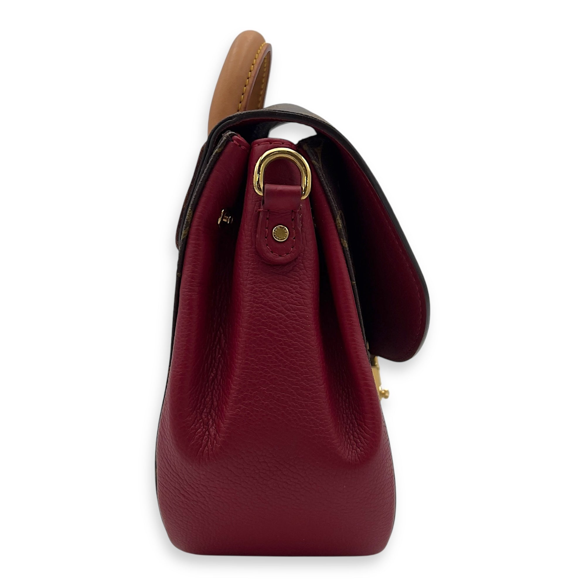 Eden Brown Top Handle Bag in Coated Canvas, Gold hardware - Image 4