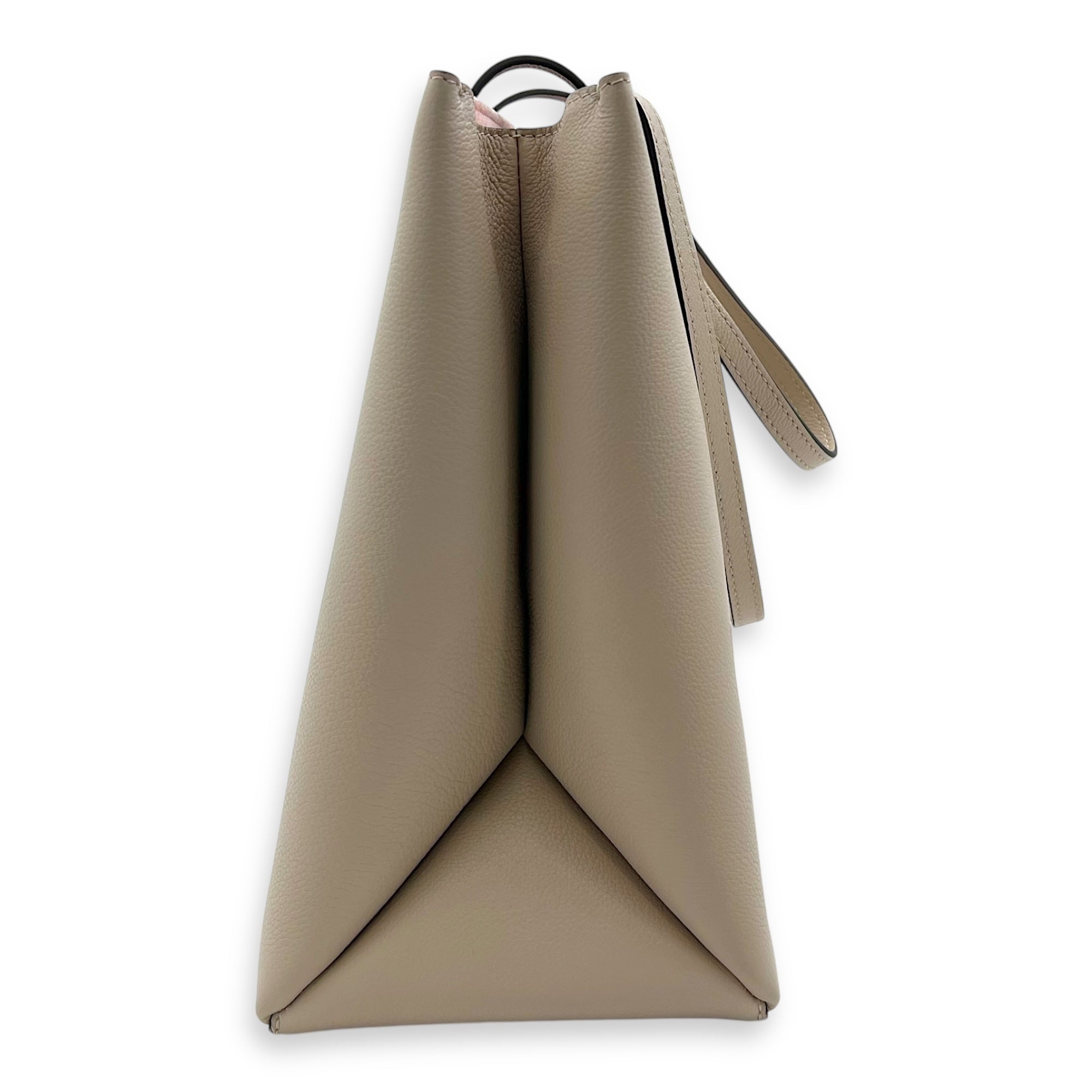 Lock Me Beige Tote Bag in Taurillon Leather, Gold hardware - Image 4