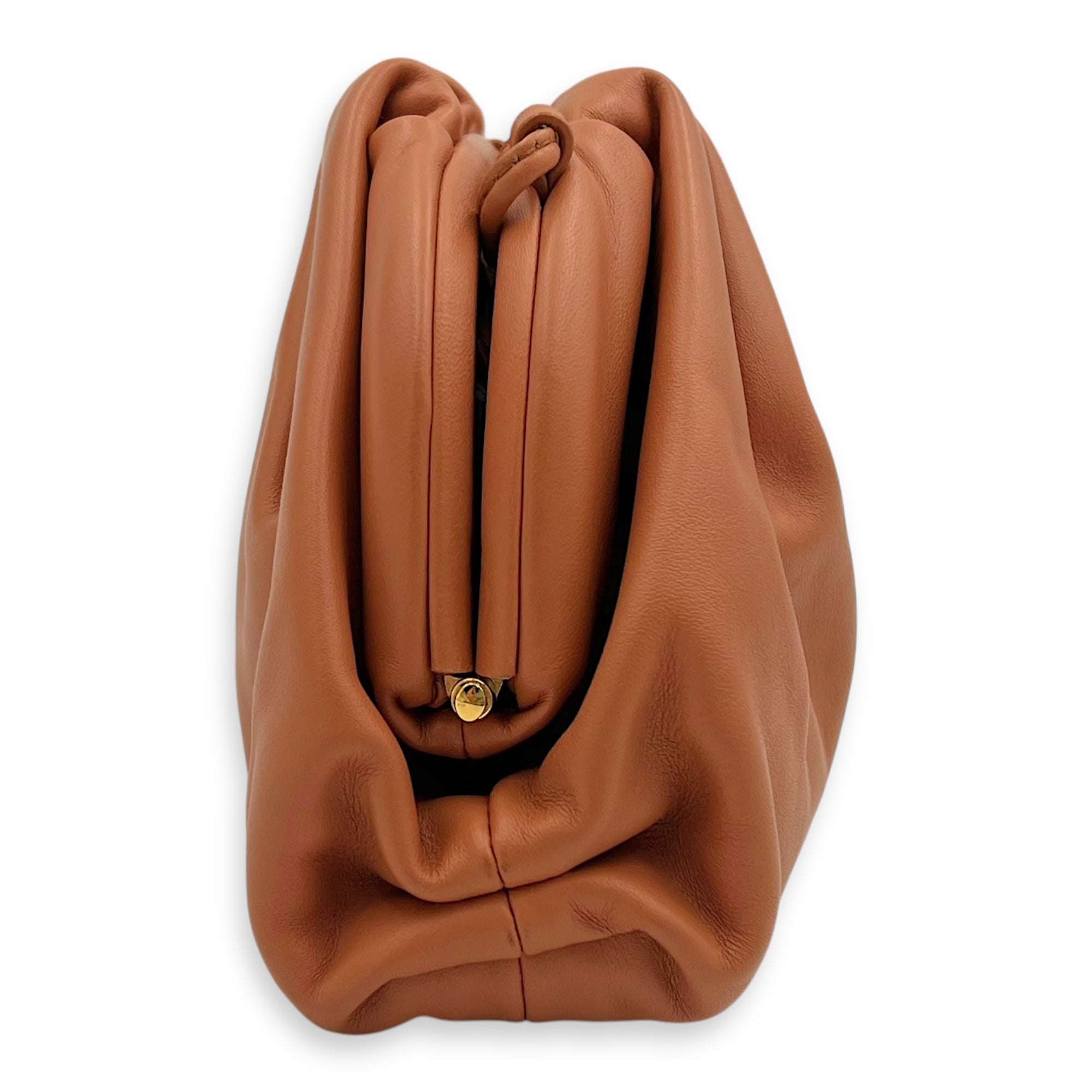 The Pouch Crossbody Bag Brown in Lambskin, Gold hardware - Image 4