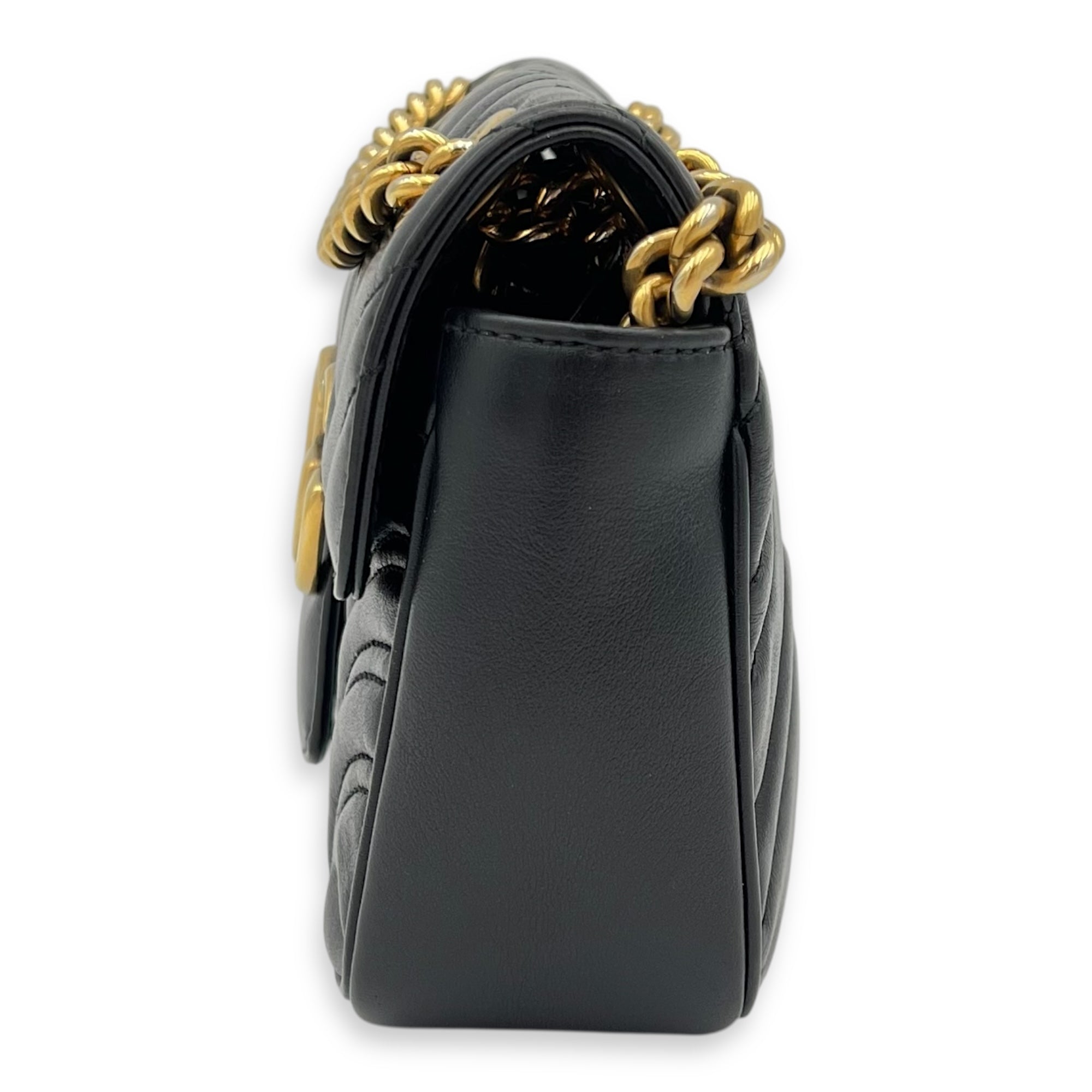 GG Marmont Shoulder Bag Mini Black in Calfskin, Gold hardware - Image 5