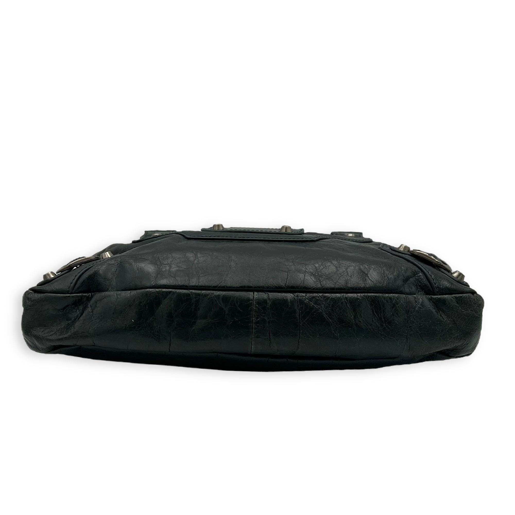 First Green Top Handle Bag in Calfskin, Silver hardware - Image 6