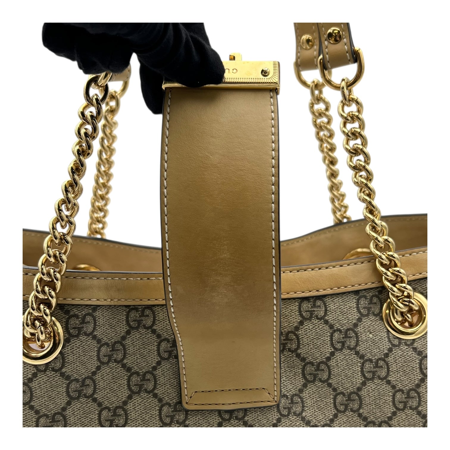 Padlock Tote Bag Beige in Coated Canvas, Gold hardware - Image 10