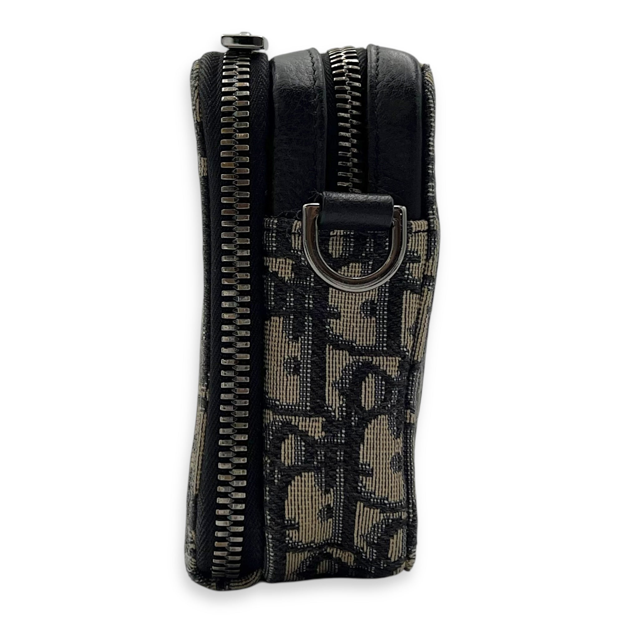 Zipped Pouch Oblique Blue Crossbody Bag in Jacquard, Silver hardware - Image 5