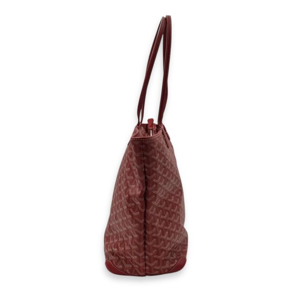 Artois MM Red Tote Bag in Coated Canvas, Silver hardware - Image 5